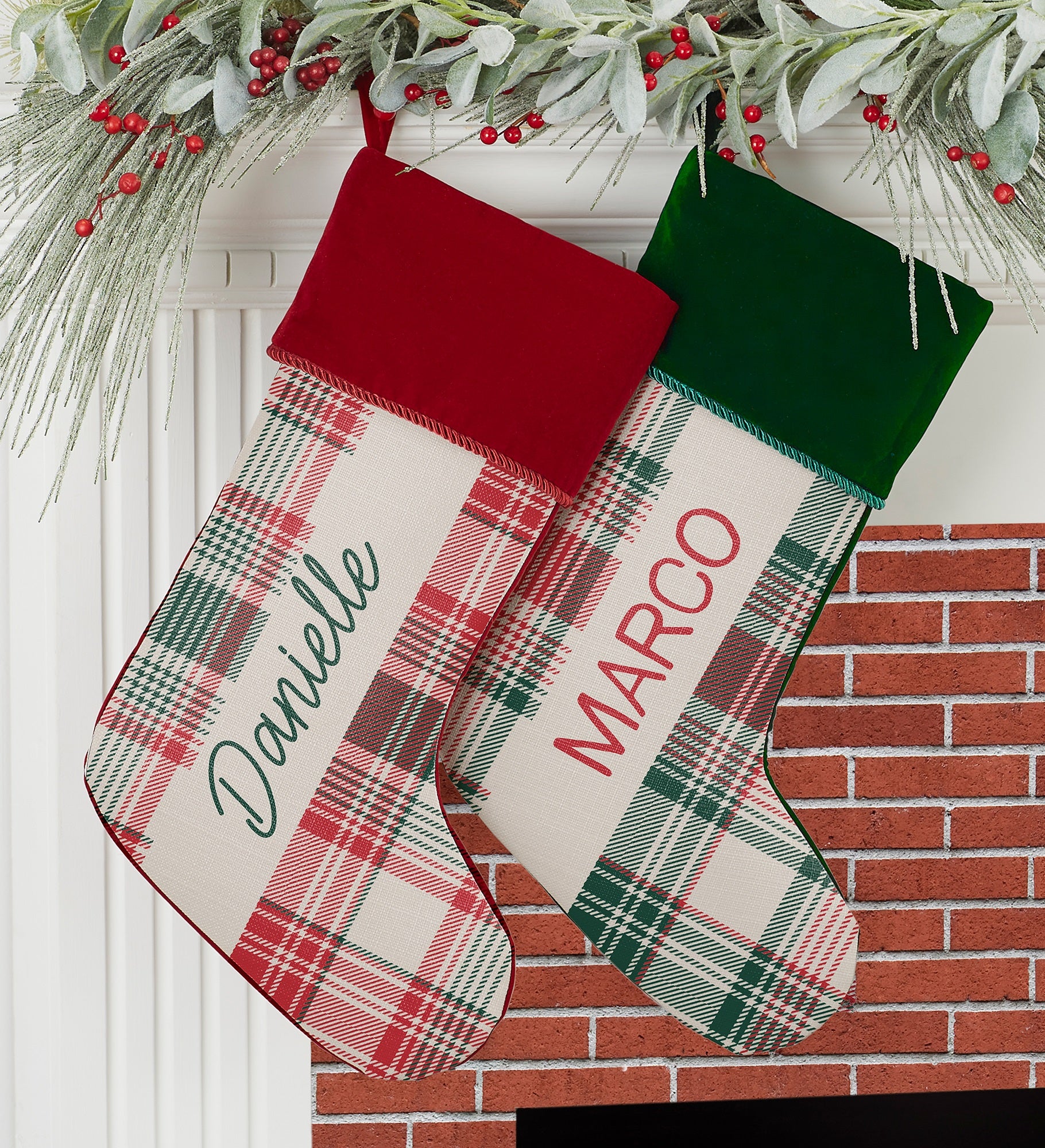 Fresh Plaid Personalized Christmas Stockings