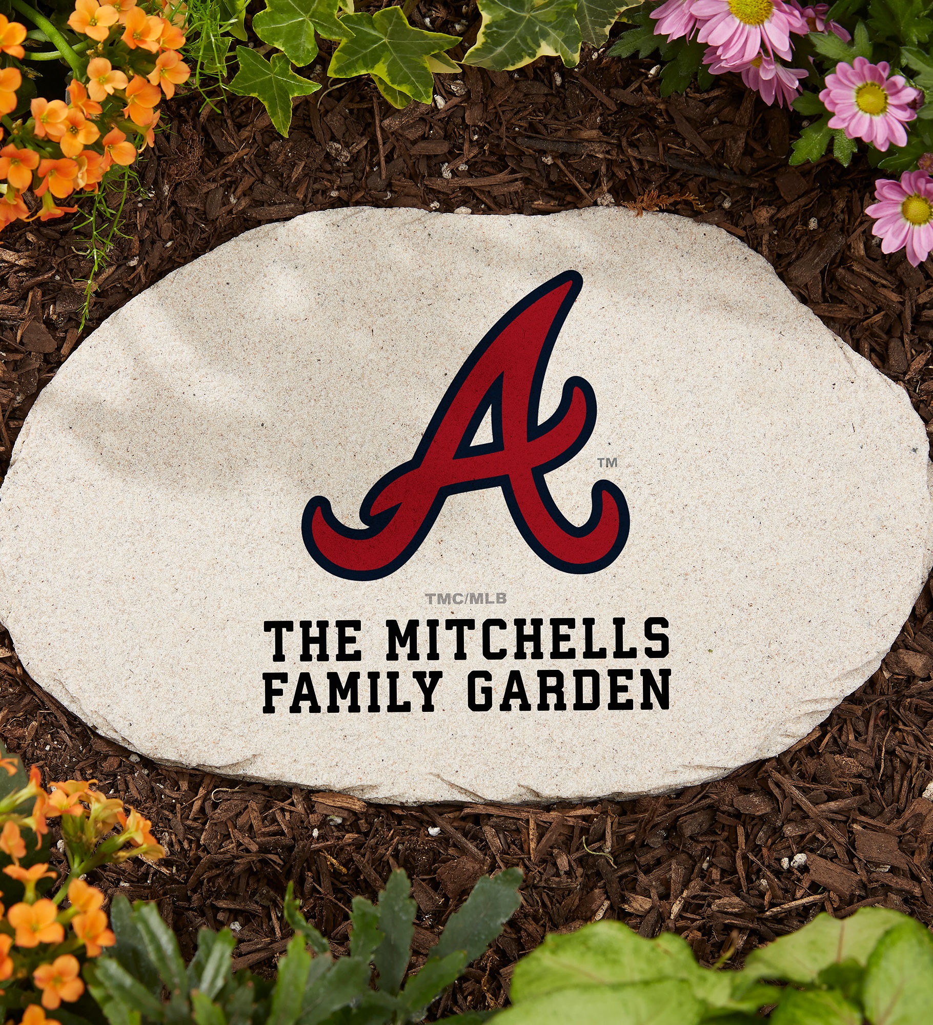 MLB Atlanta Braves Personalized Round Garden Stone