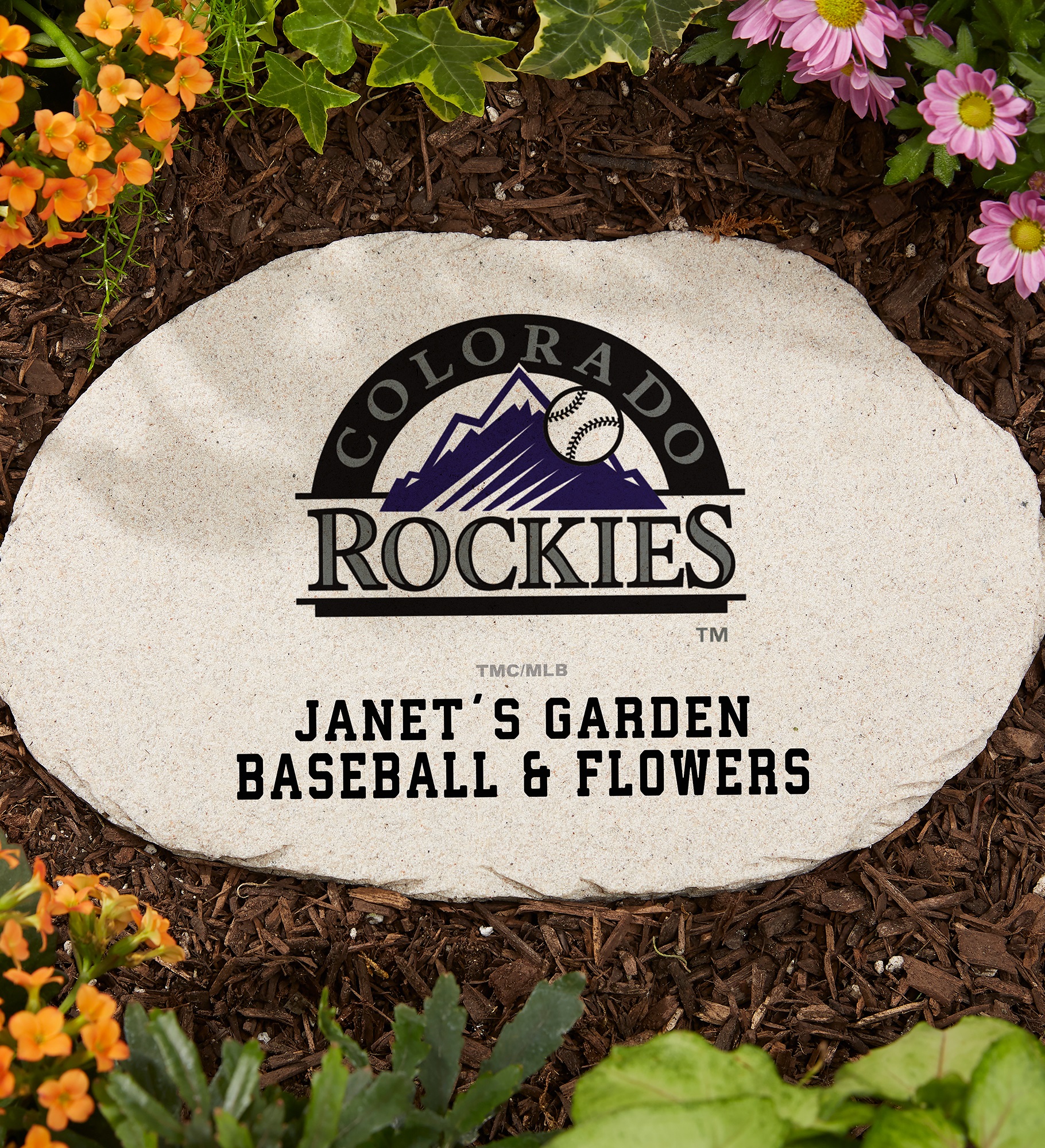MLB Colorado Rockies Personalized Round Garden Stone