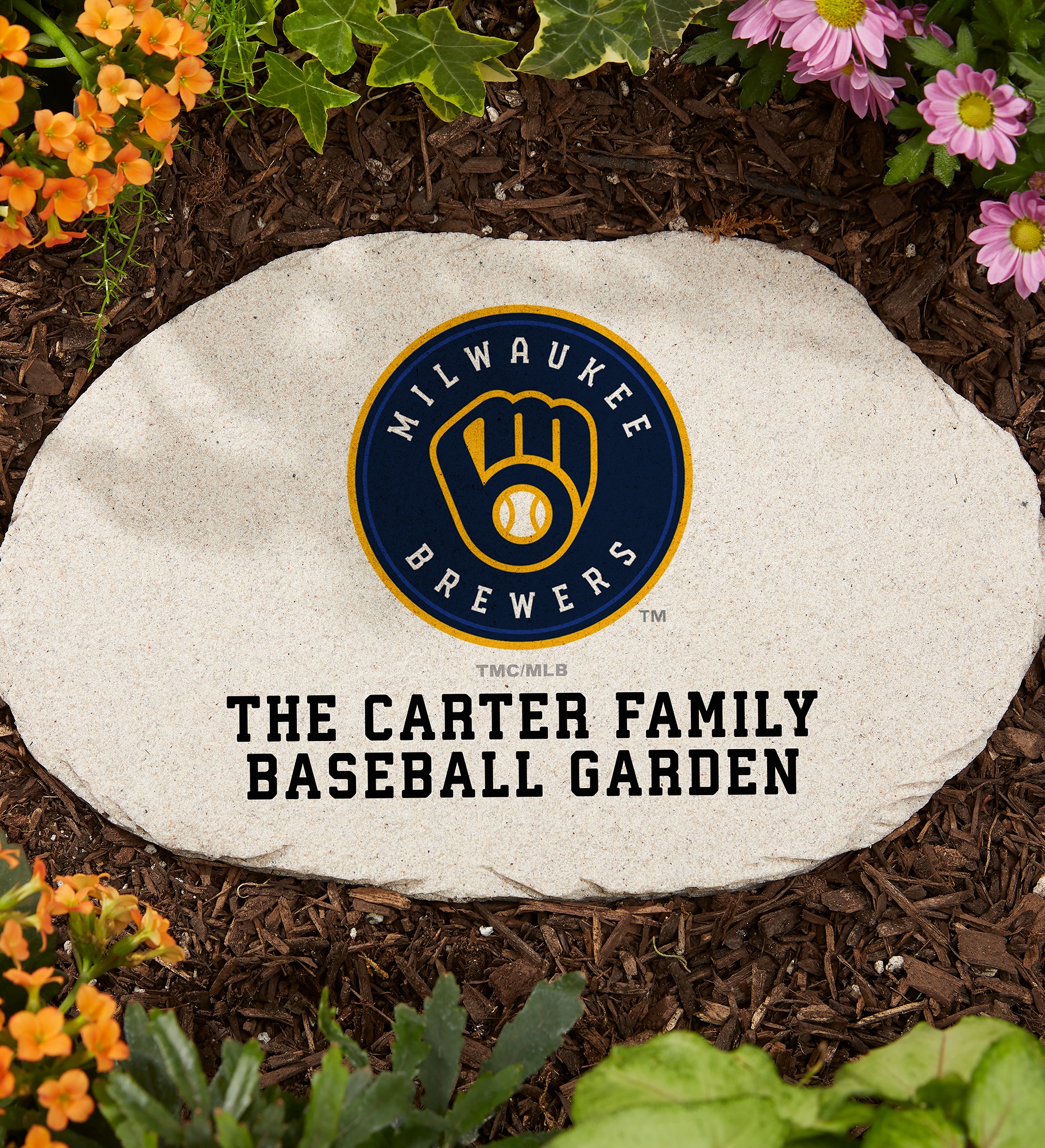 MLB Milwaukee Brewers Personalized Round Garden Stone