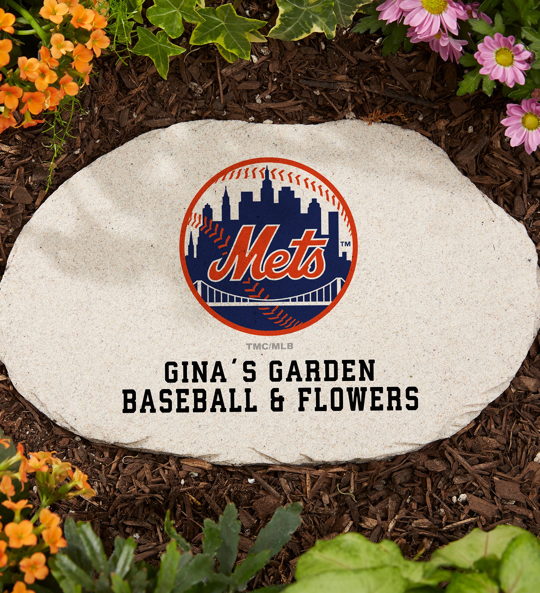 MLB New York Mets Personalized Round Garden Stone