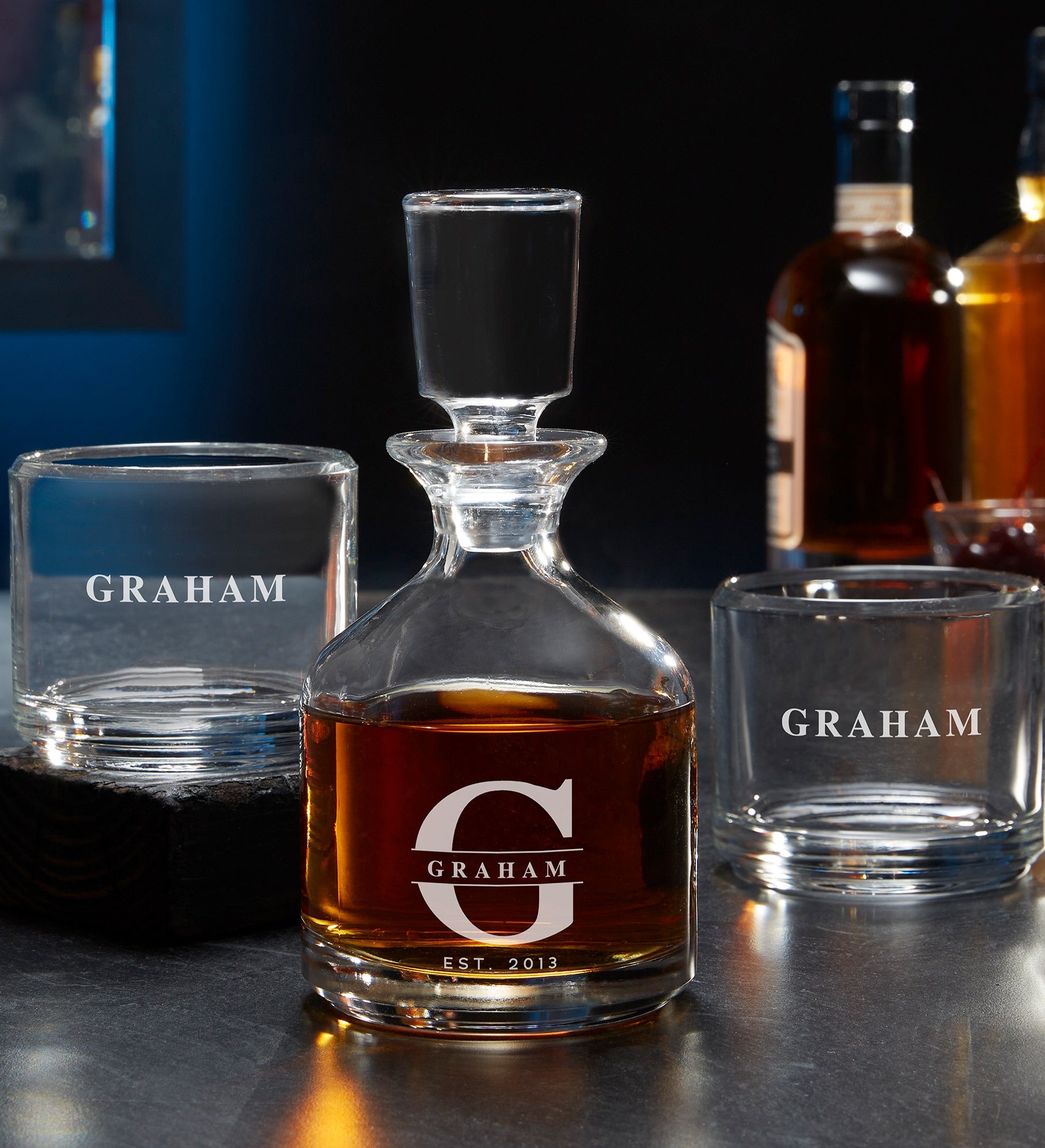 Lavish Last Name Personalized Duet 8.5 oz. Stacking Decanter Set