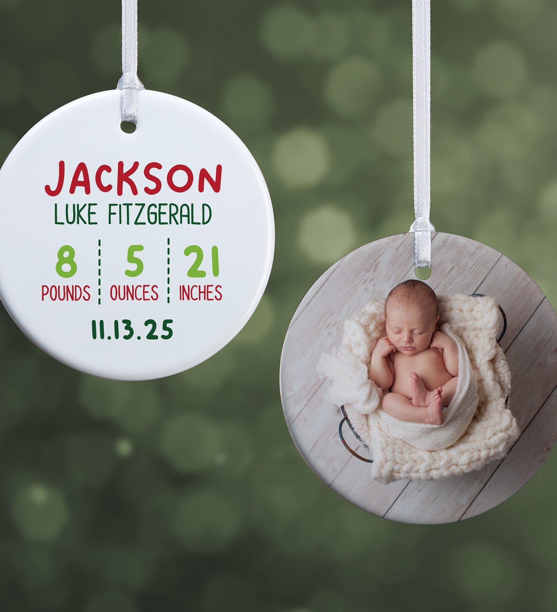 Newly Loved Baby Info Personalized Christmas Ornament