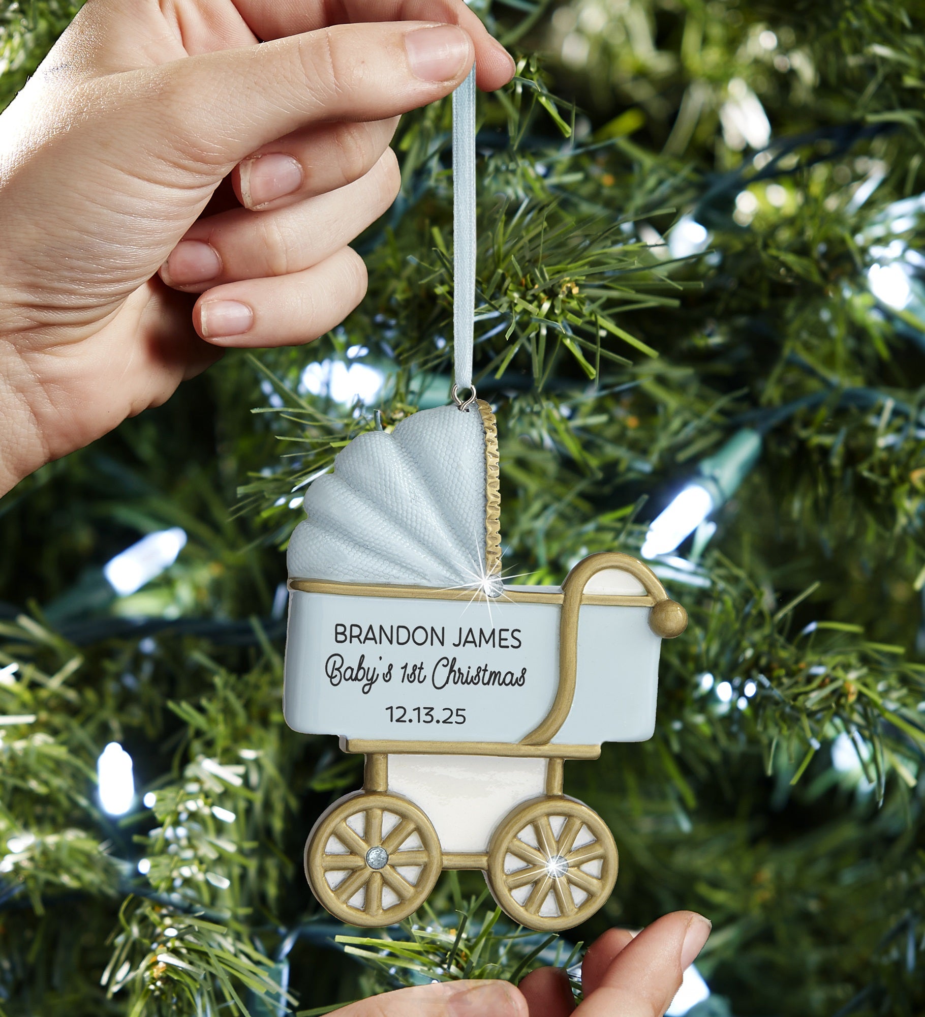 Baby Boy Carriage<sup>©</sup> Personalized Ornament
