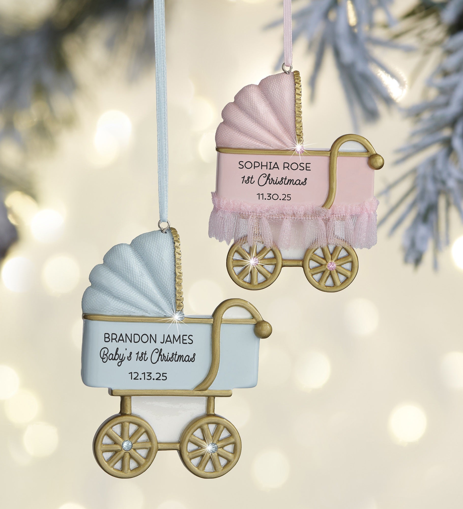 Baby Boy Carriage<sup>©</sup> Personalized Ornament