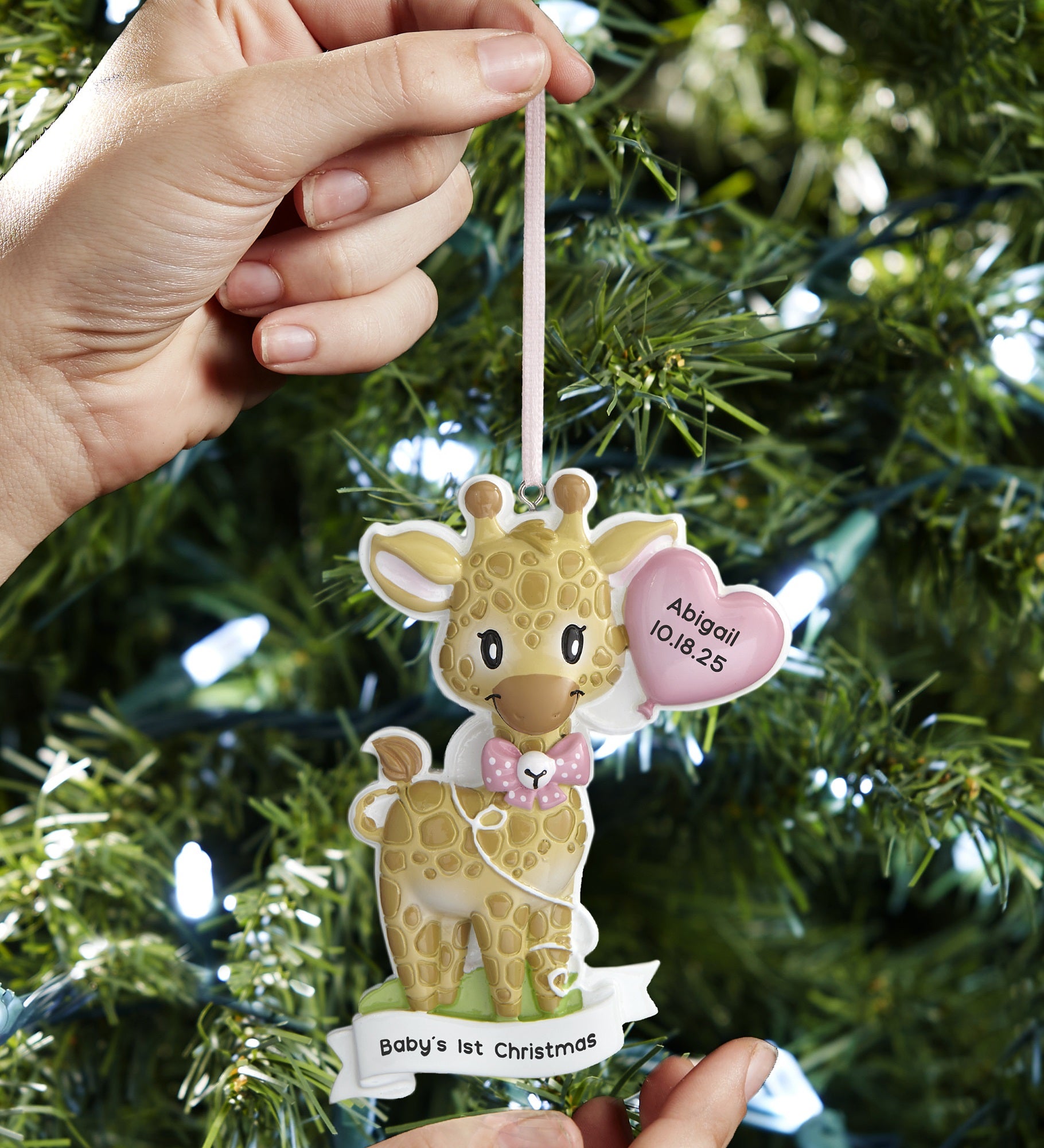 Baby Girl Giraffe Personalized Ornament