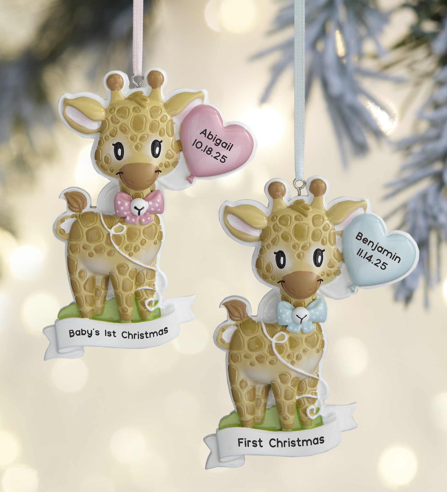 Baby Girl Giraffe Personalized Ornament