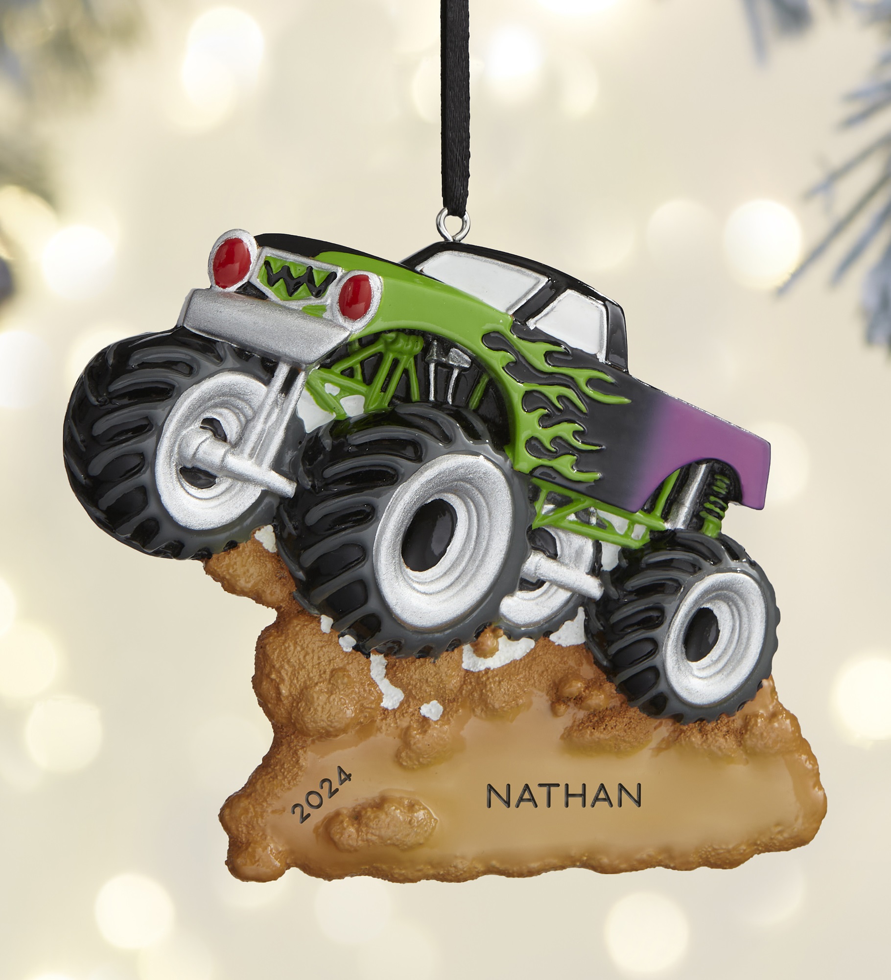 Green Machine Monster Truck Personalized Ornament