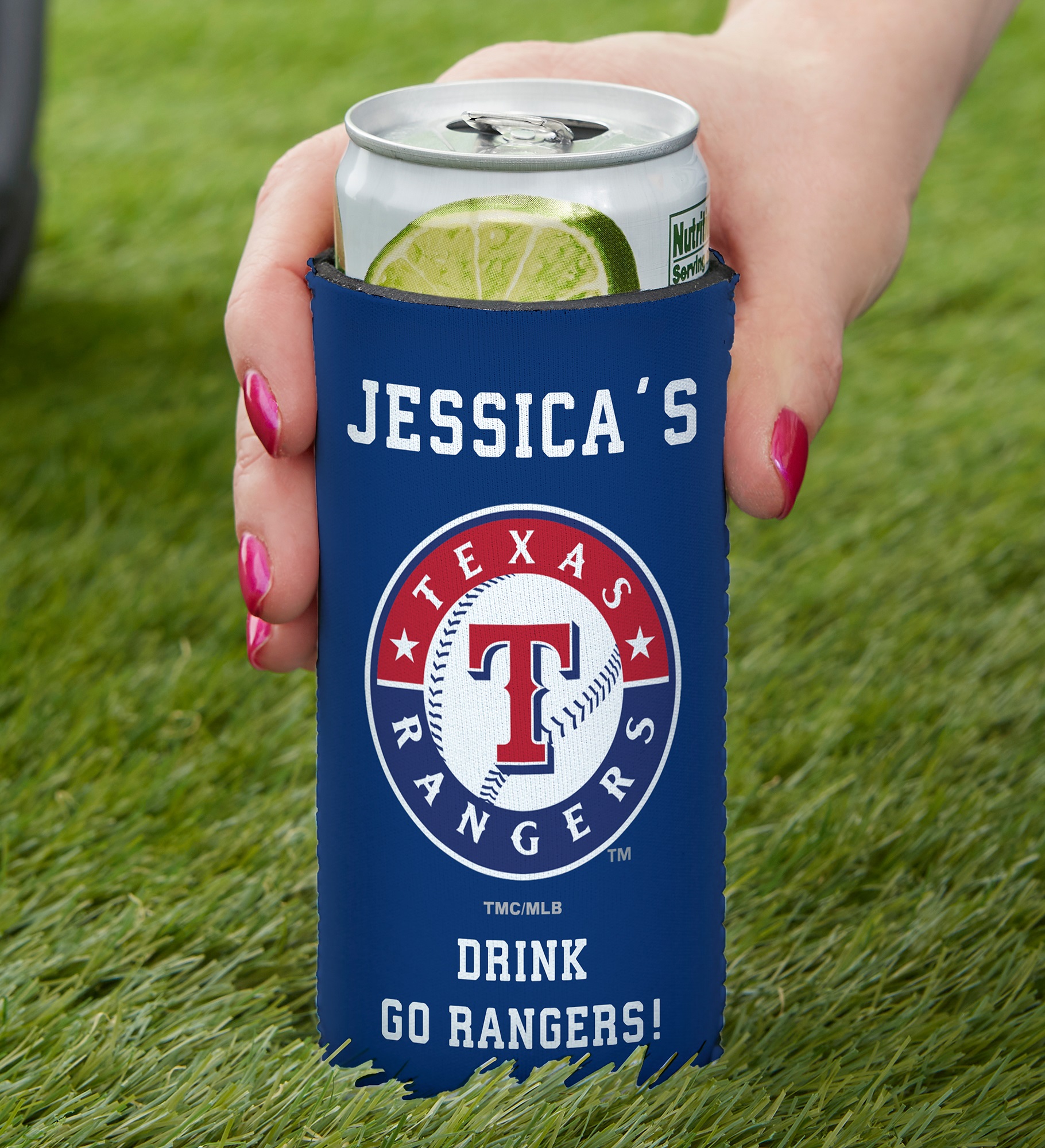 MLB Texas Rangers Personalized Slim Can Holder