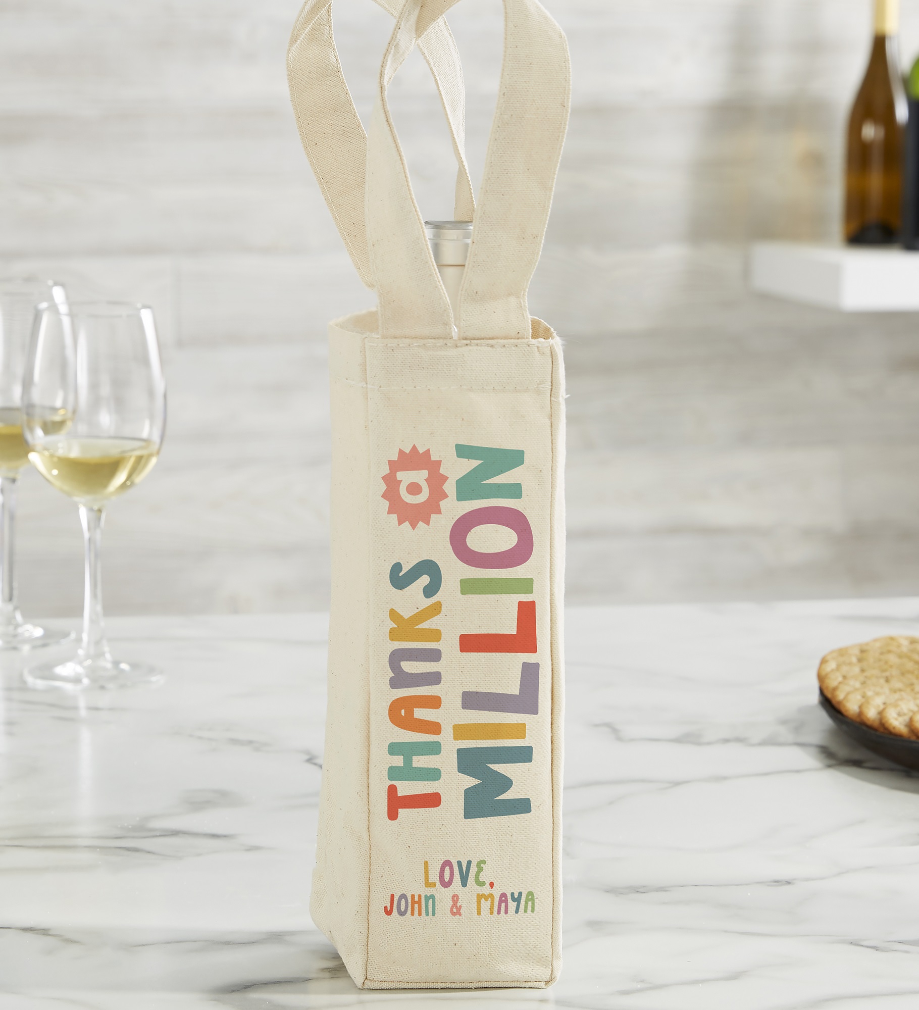 Many Thanks Personalized Wine Tote Bag