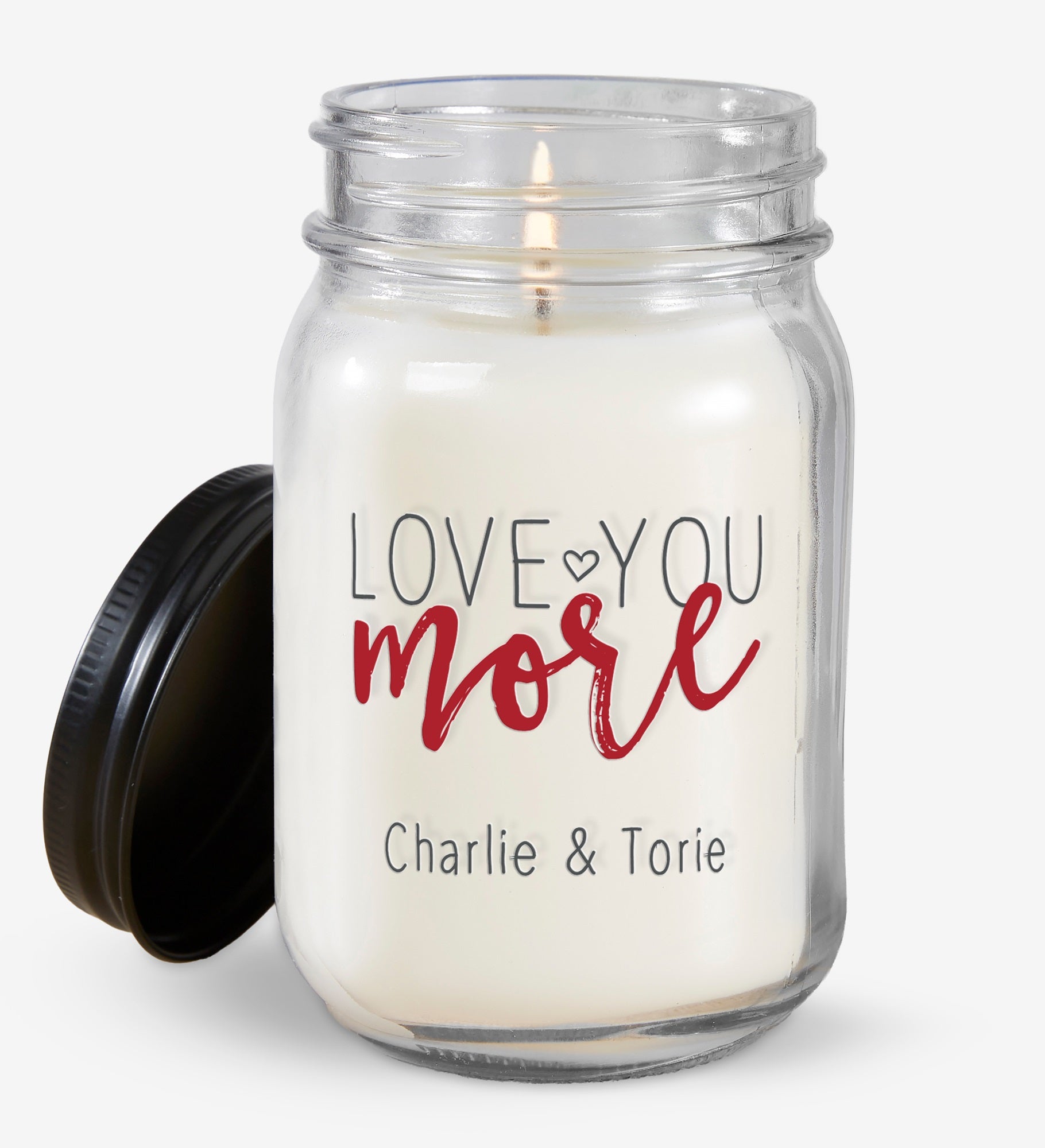Love You More Personalized Farmhouse Candle Jar