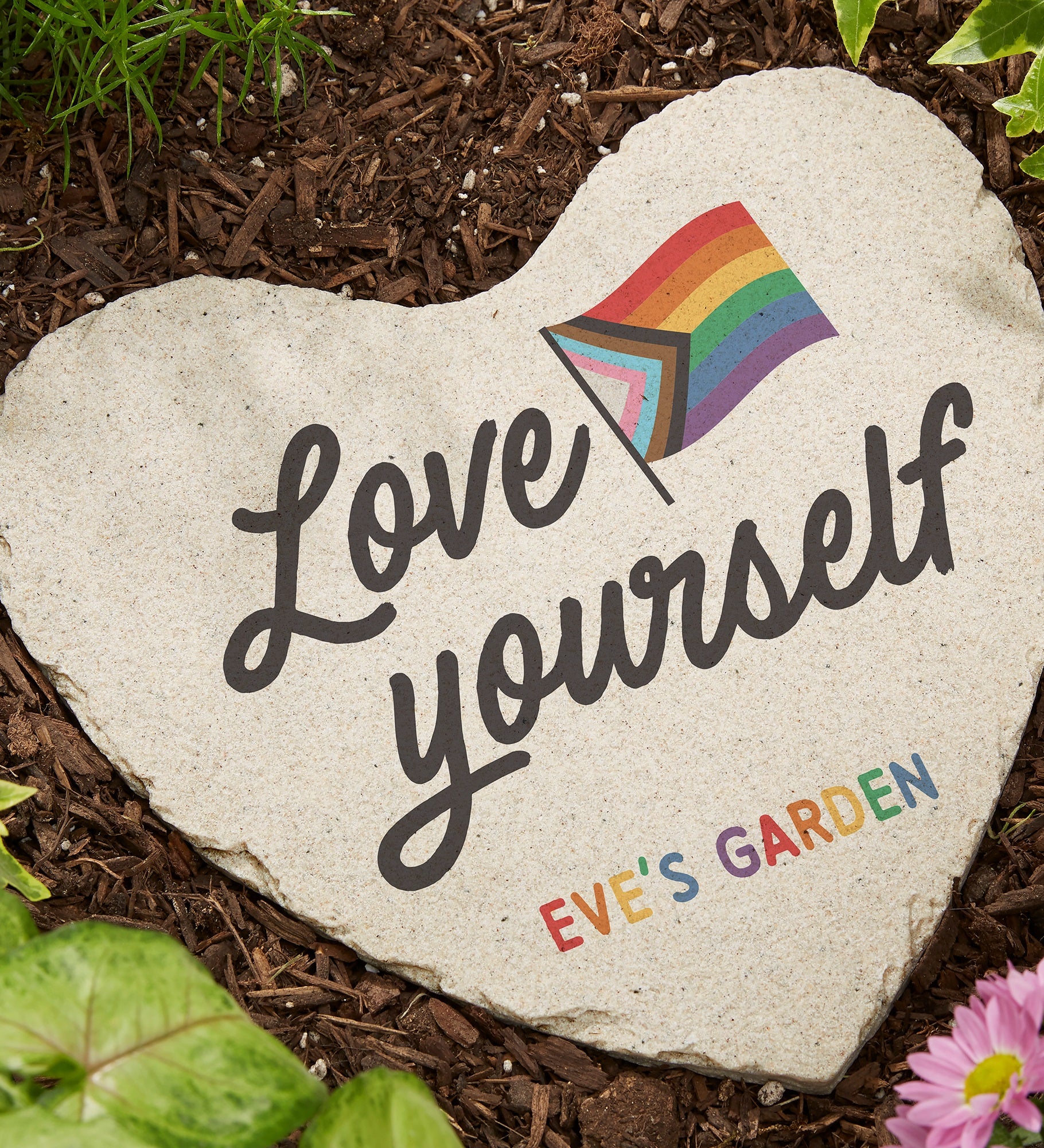 Love Yourself Personalized Heart Garden Stone