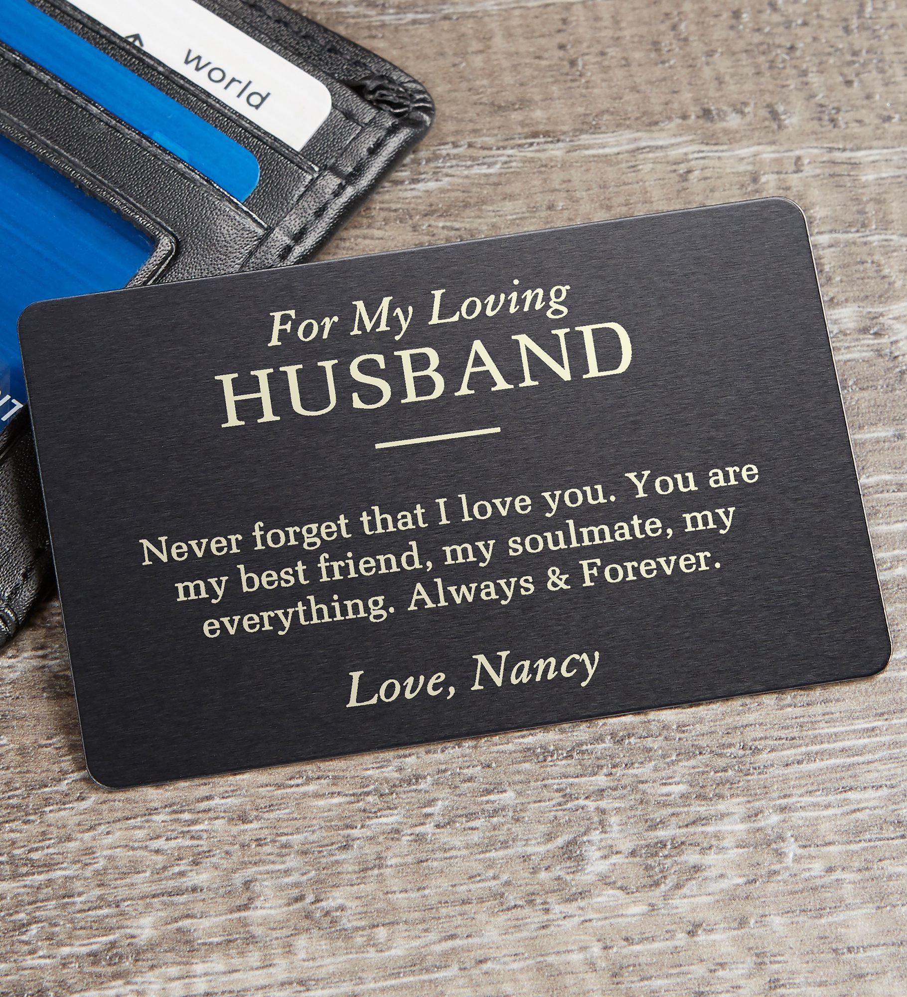 To My Husband Engraved Metal Wallet Card