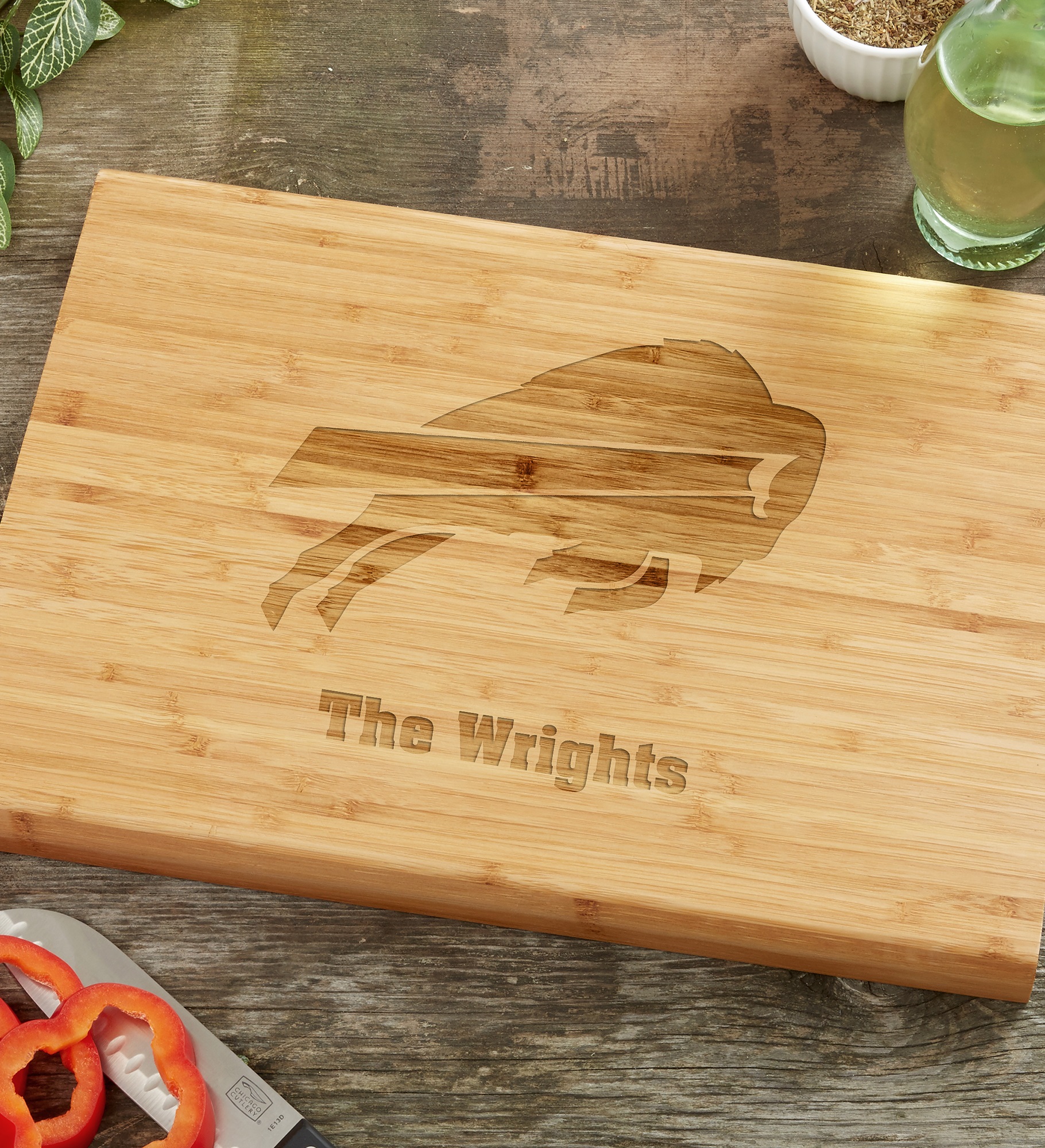 NFL Buffalo Bills Personalized Bamboo Cutting Board