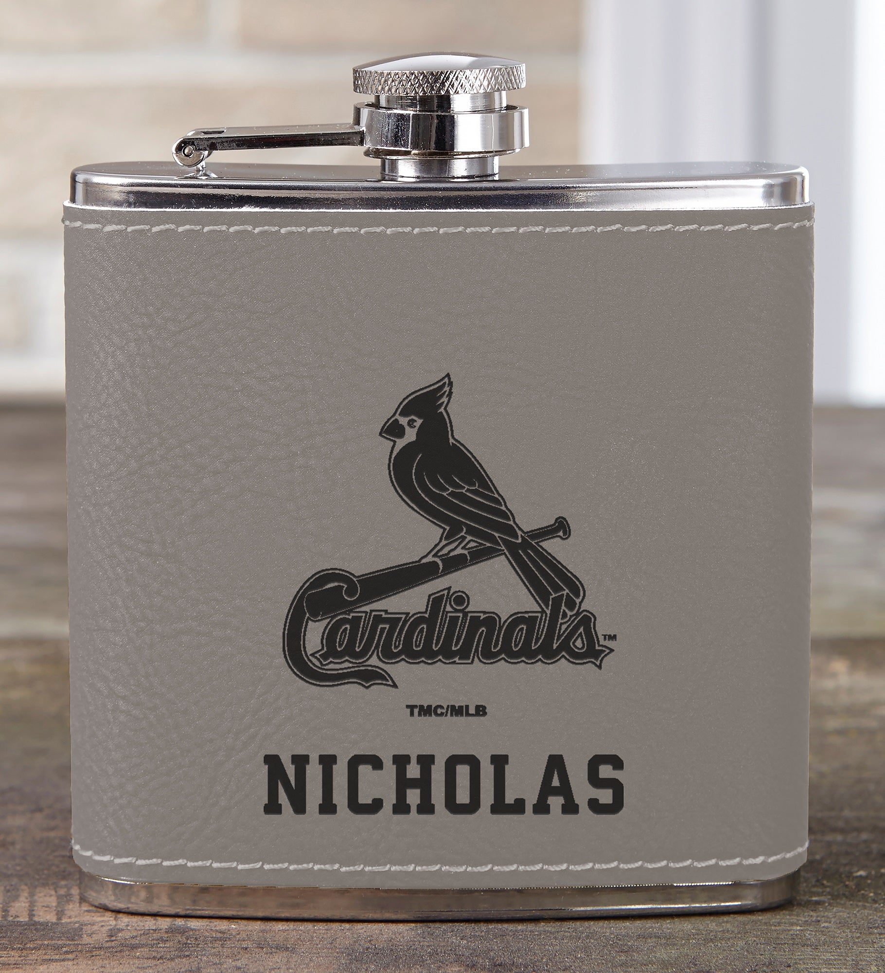 MLB St. Louis Cardinals Leatherette Personalized Flask