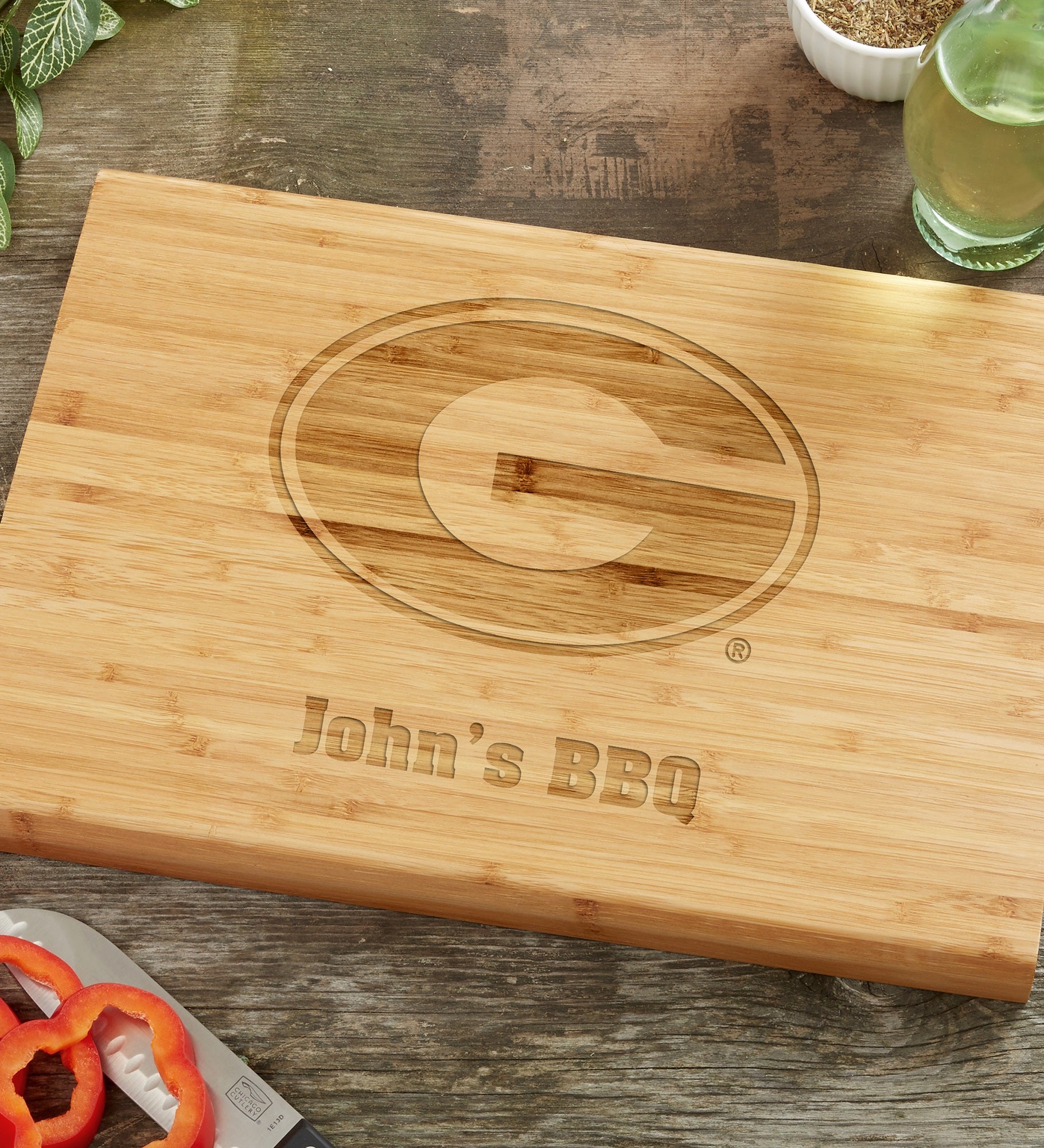NCAA Georgia Bulldogs Personalized Bamboo Cutting Board