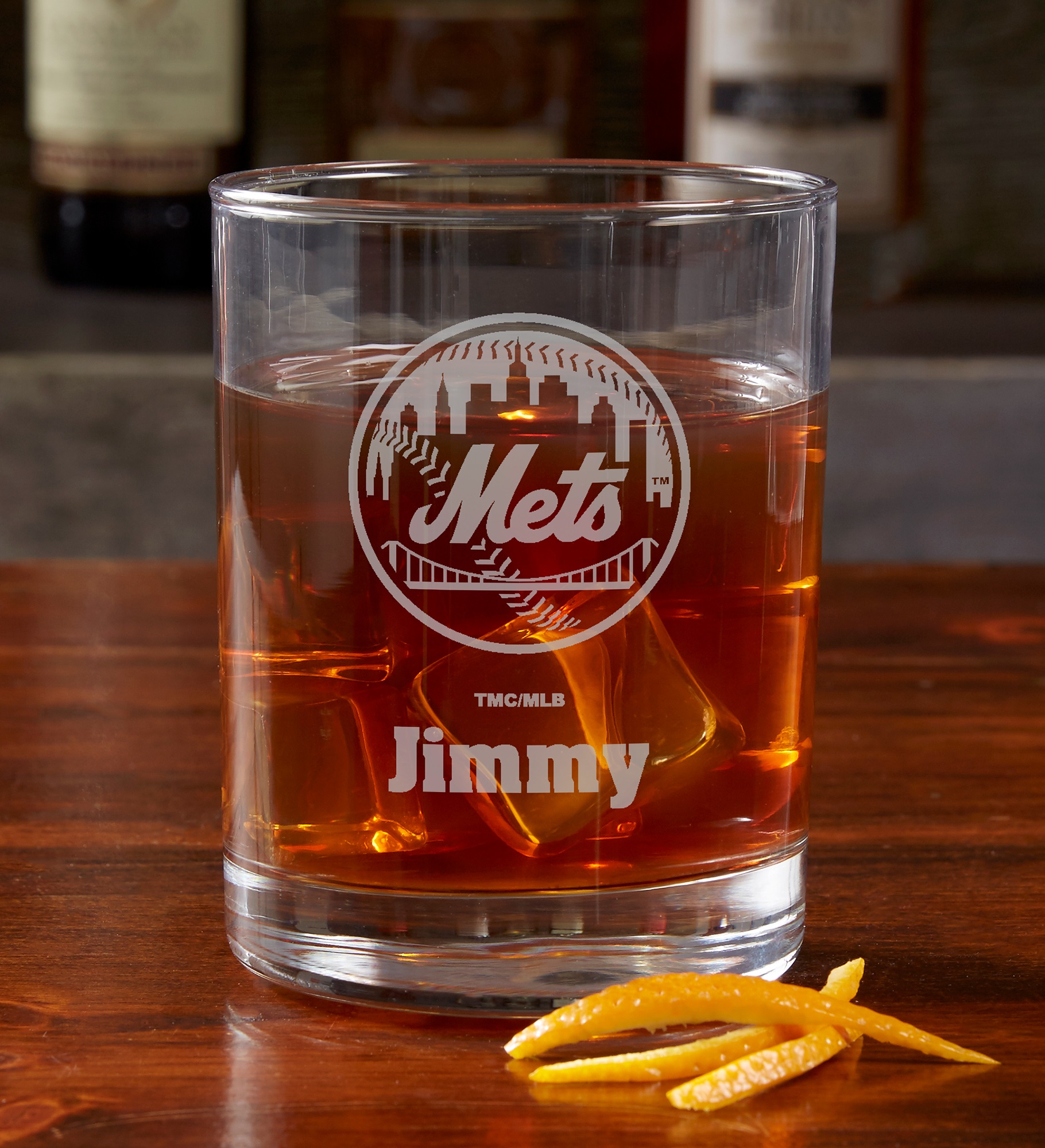 MLB New York Mets Engraved Old Fashioned Whiskey Glasses