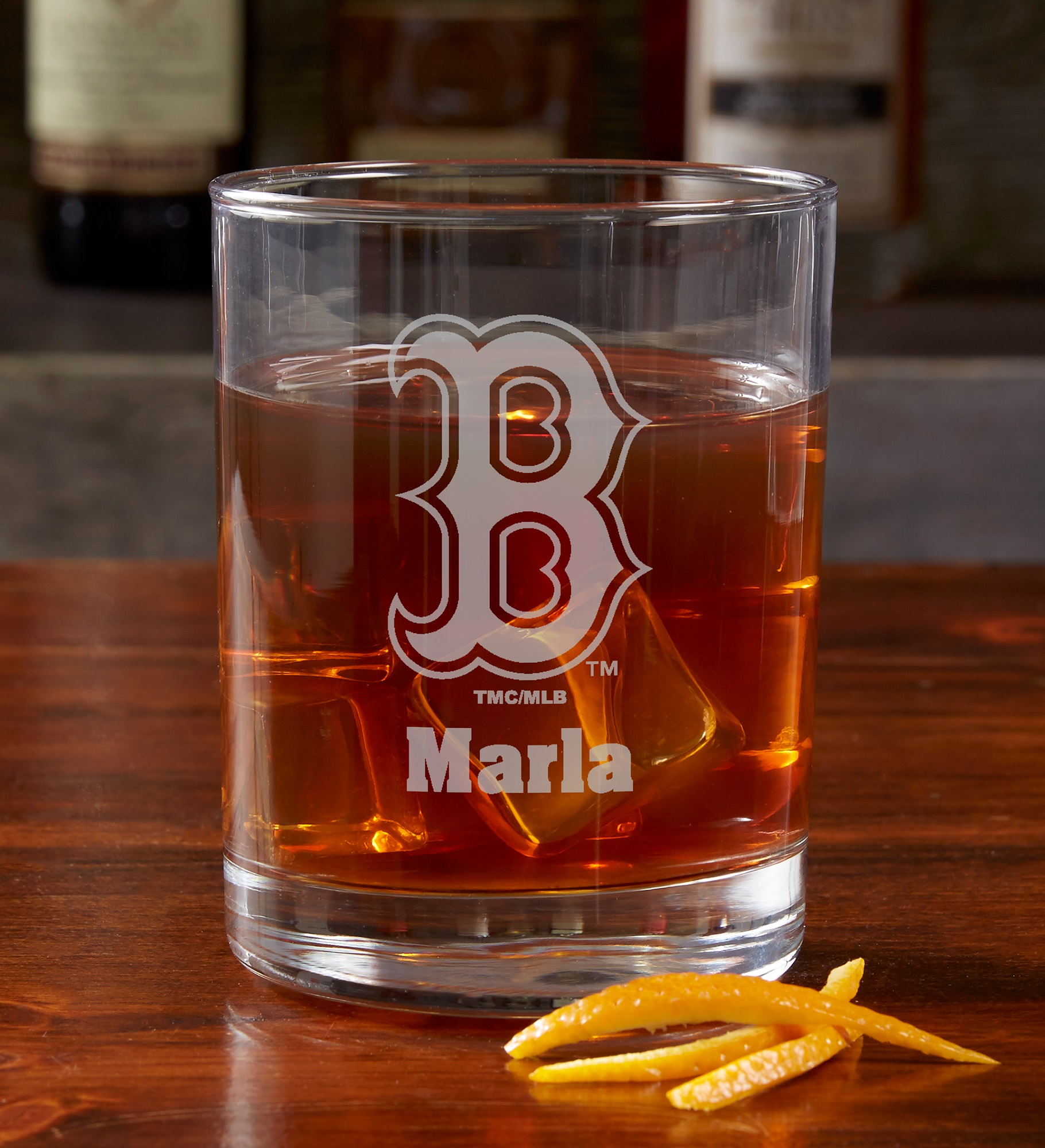 MLB Boston Red Sox Engraved Old Fashioned Whiskey Glasses