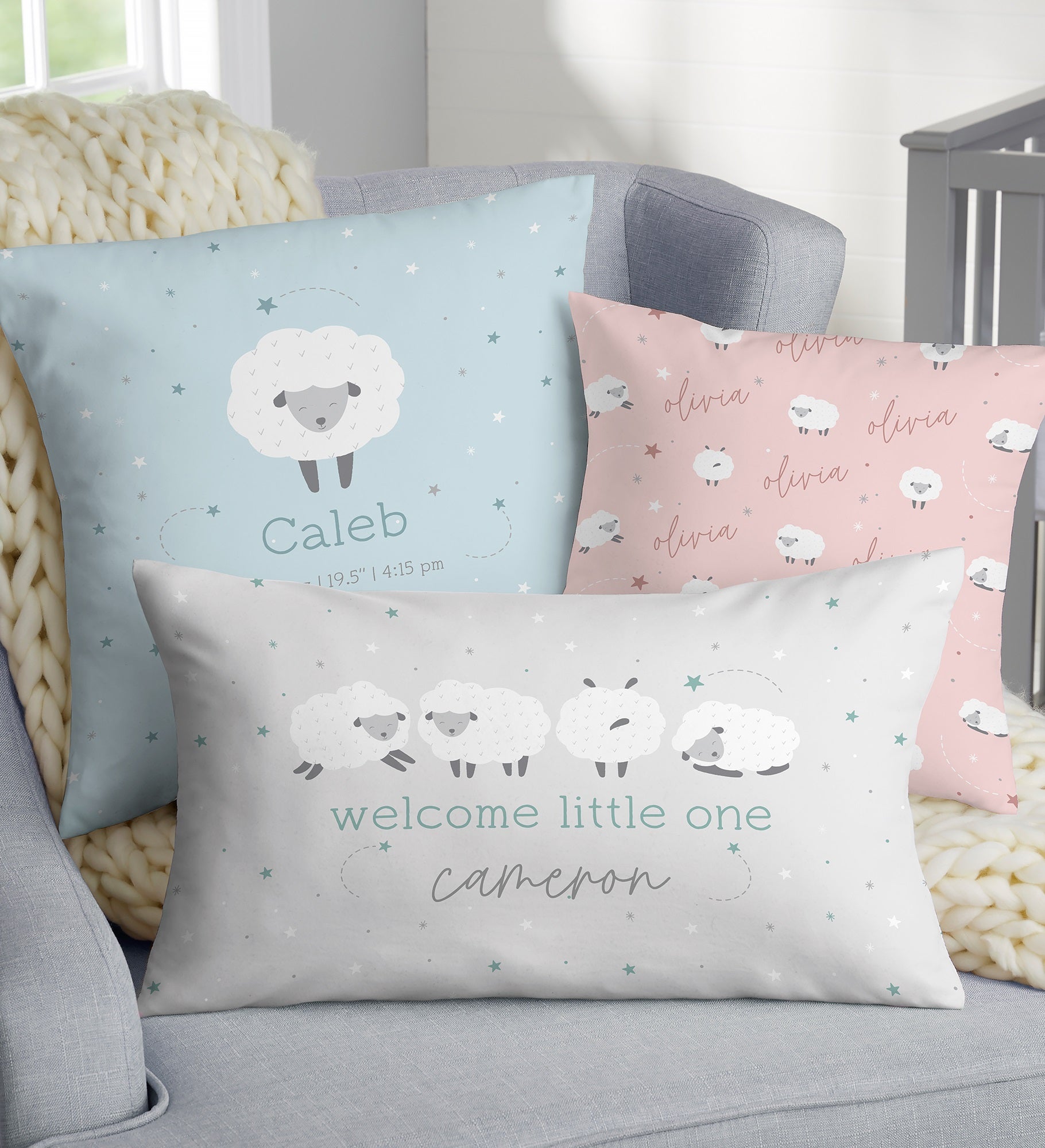 Baby Sheep Personalized Throw Pillow