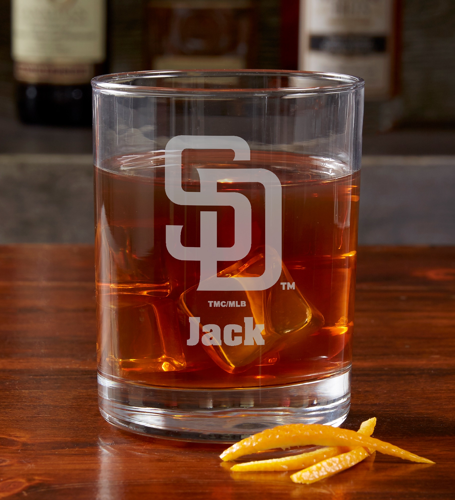 MLB San Diego Padres Engraved Old Fashioned Whiskey Glasses