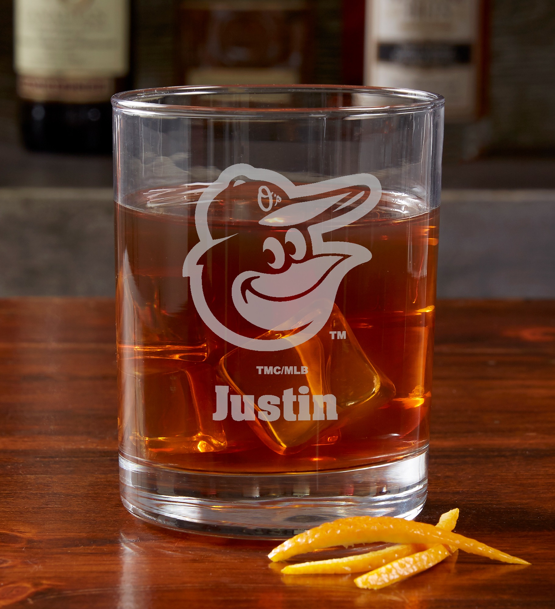 MLB Baltimore Orioles Engraved Old Fashioned Whiskey Glasses