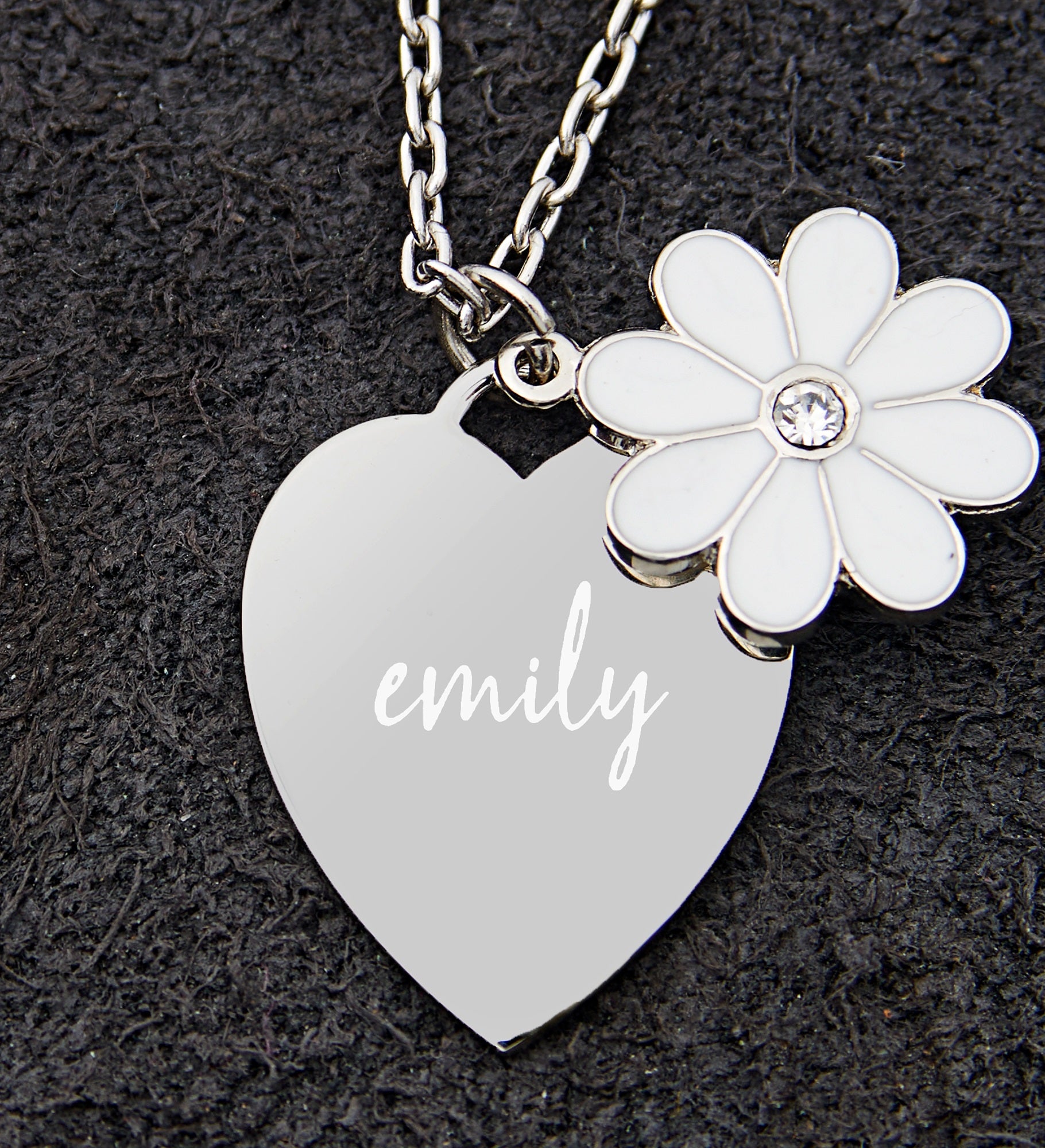 Write Your Own Personalized Flower Heart Necklace