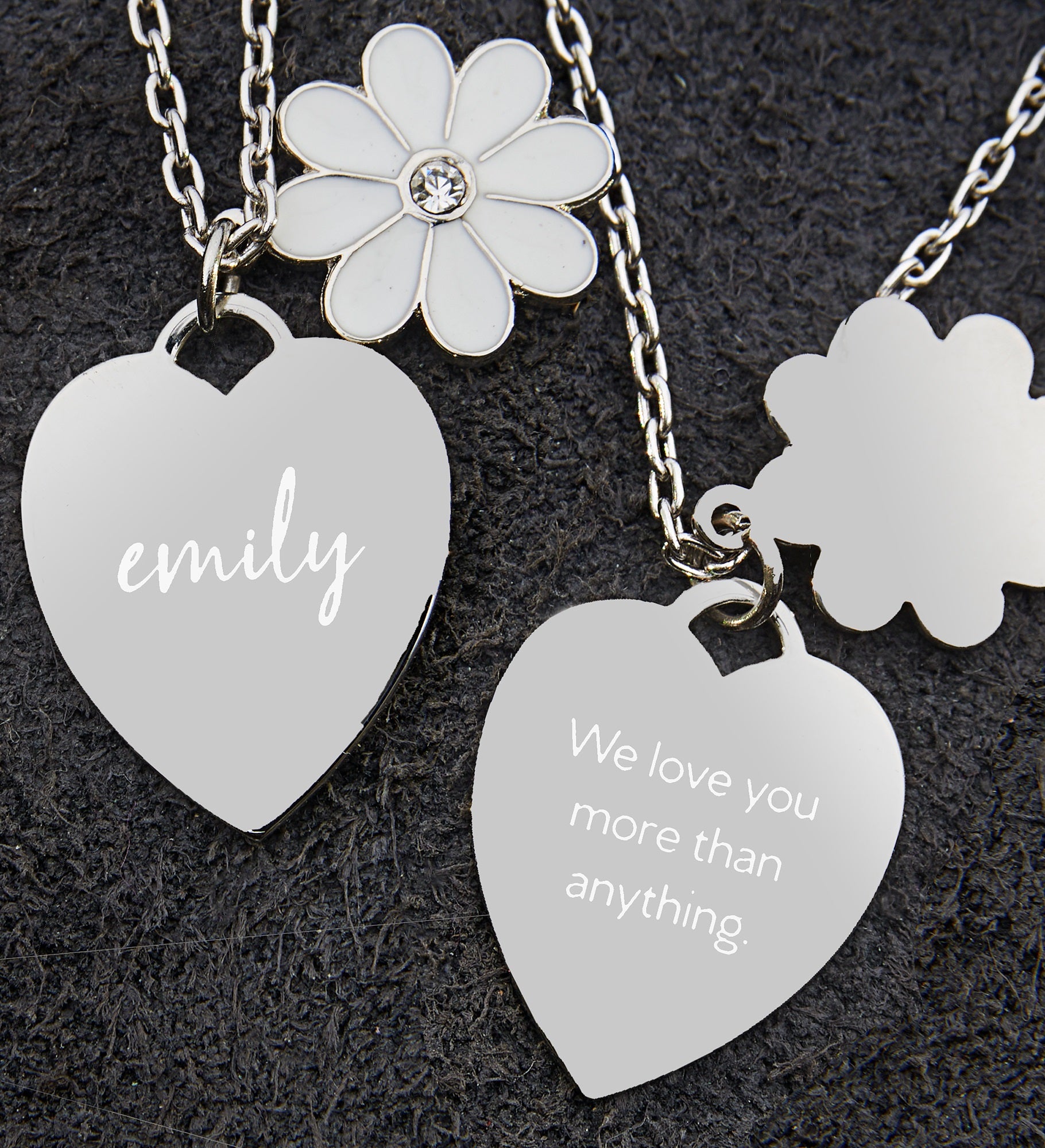 Write Your Own Personalized Flower Heart Necklace