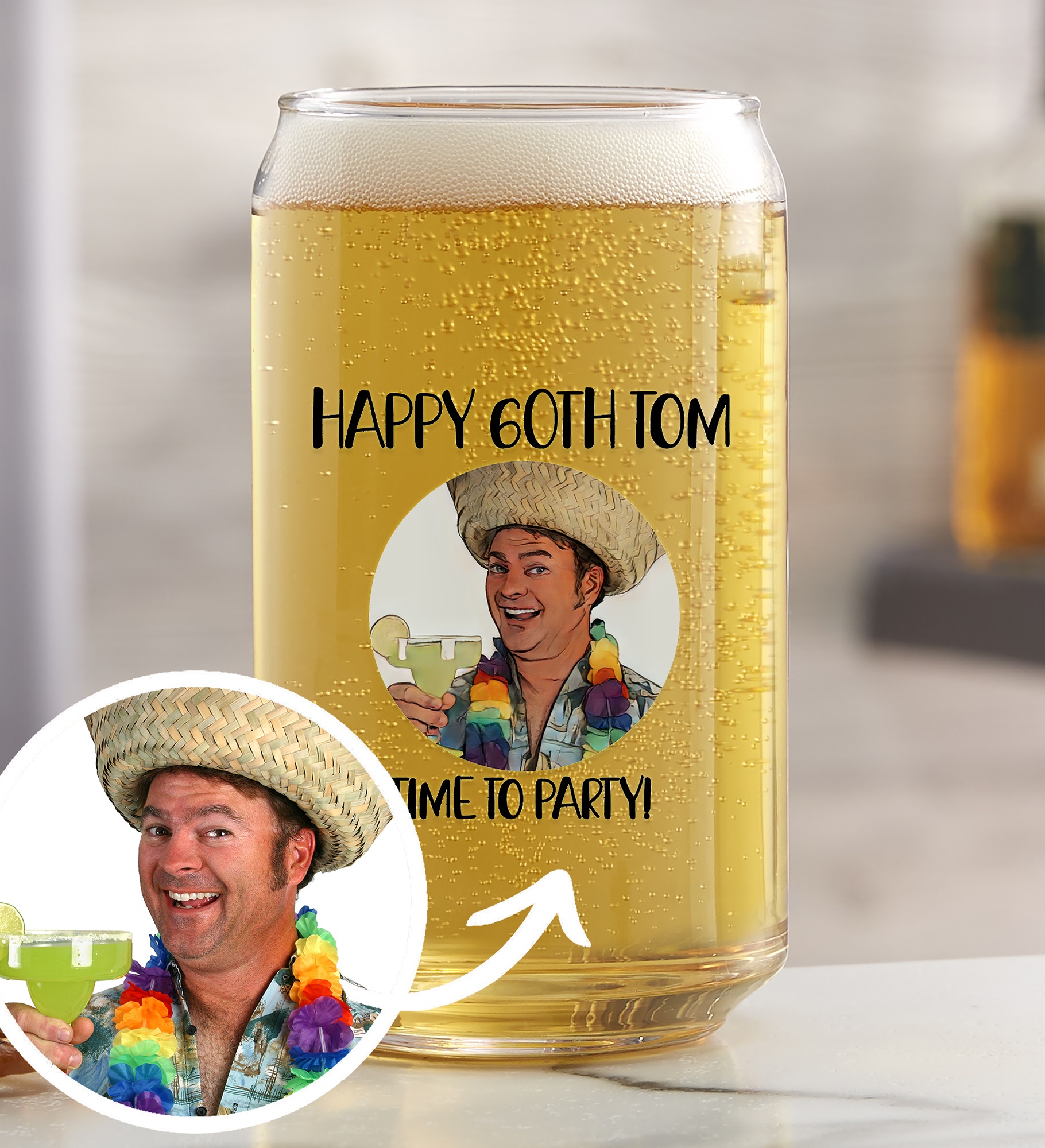 Cartoon Yourself Personalized Photo Beer Glass Collection