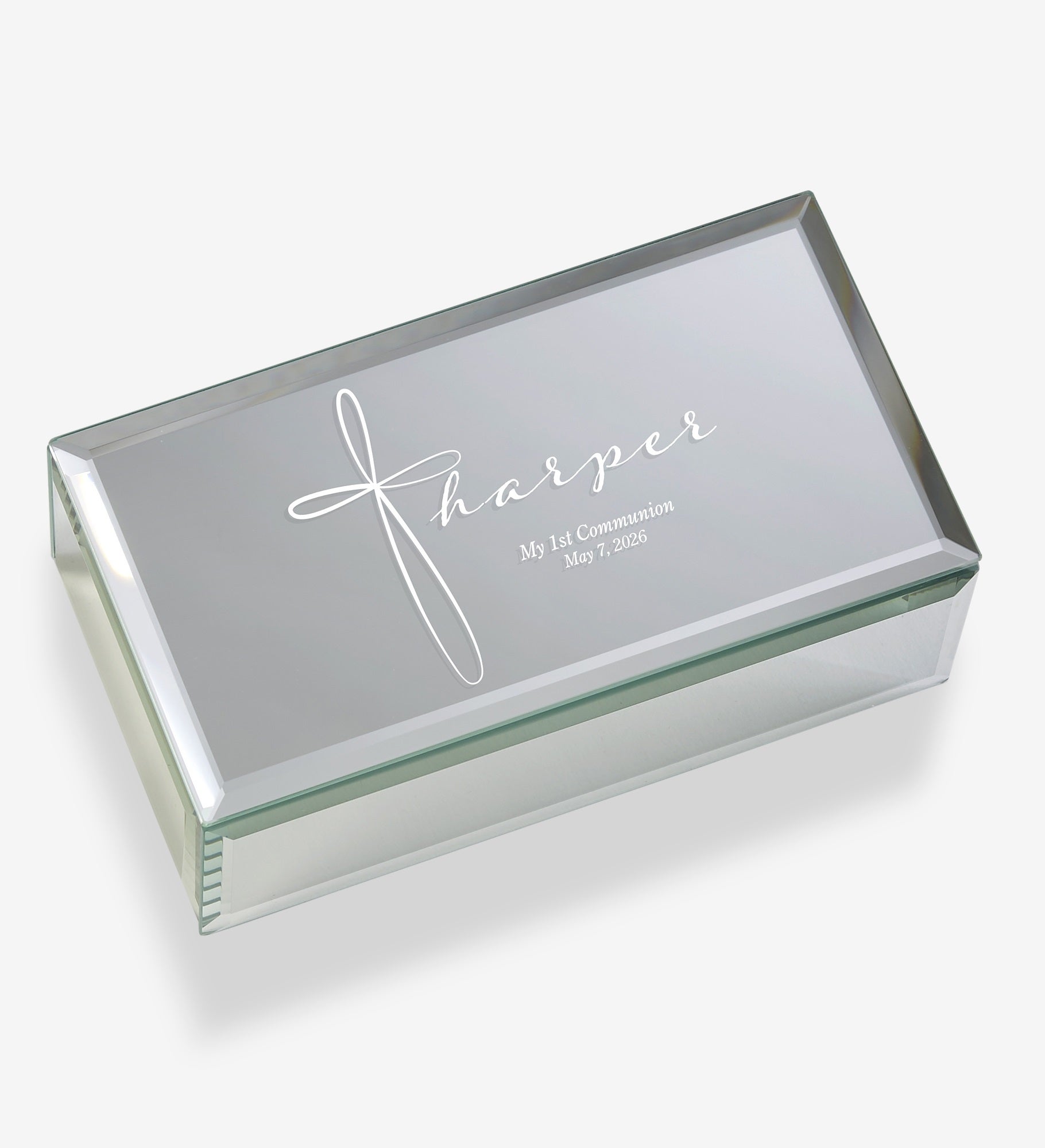 Holy Name Engraved Mirrored Jewelry Box