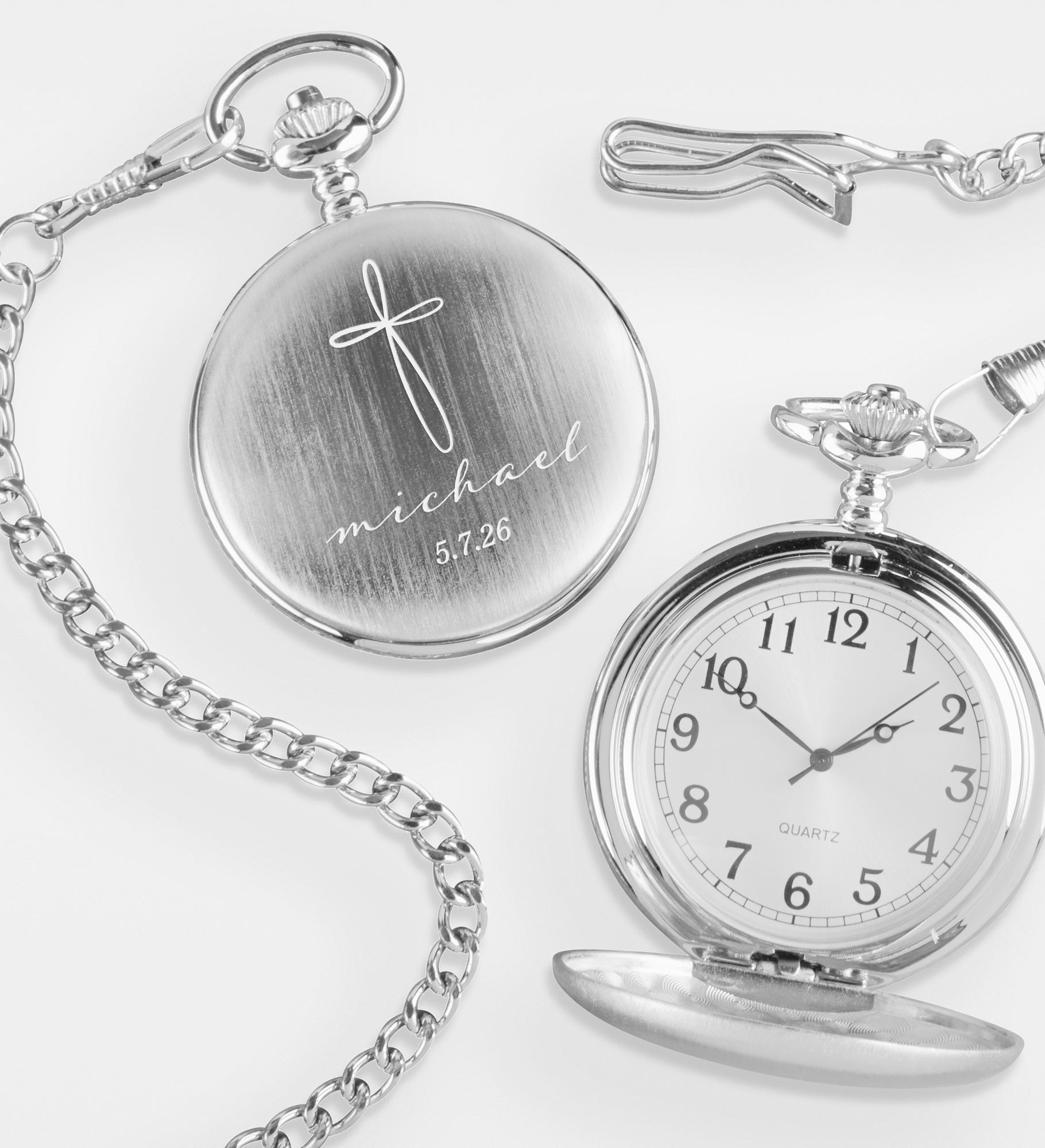 Holy Name Engraved First Communion Silver Pocket Watch