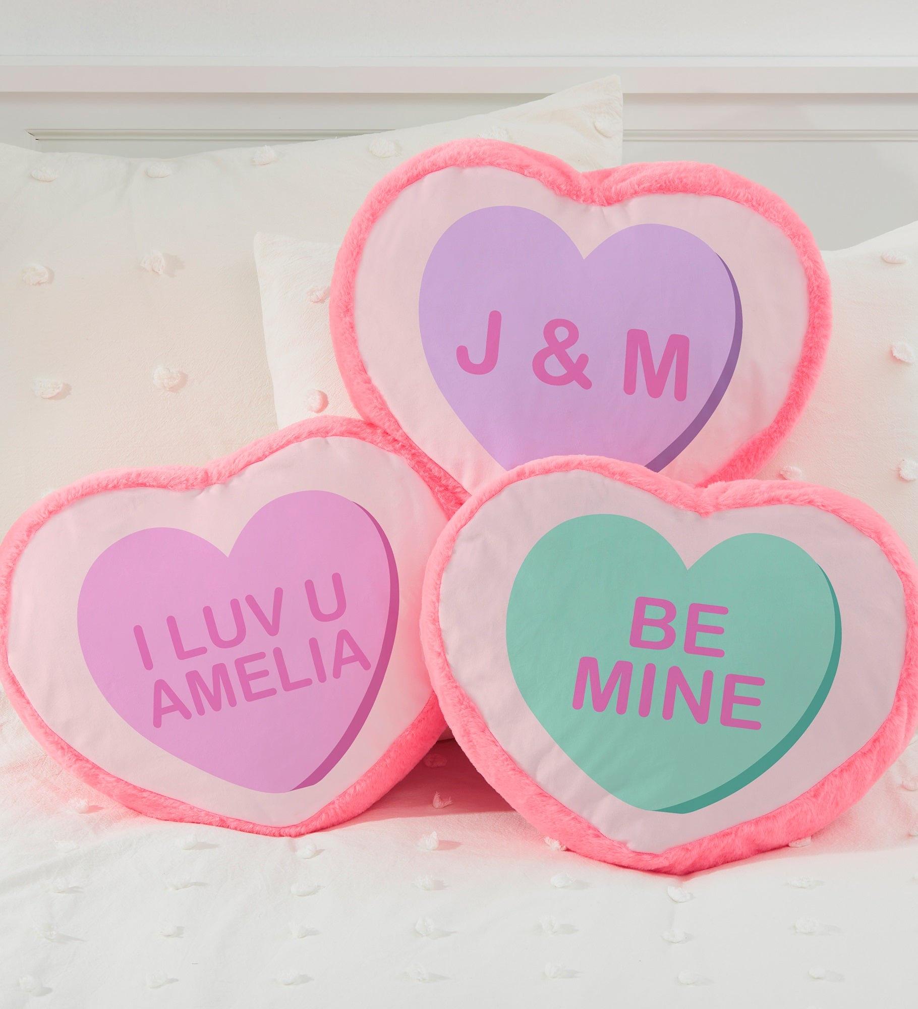 Conversation Heart Personalized Heart Throw Pillow