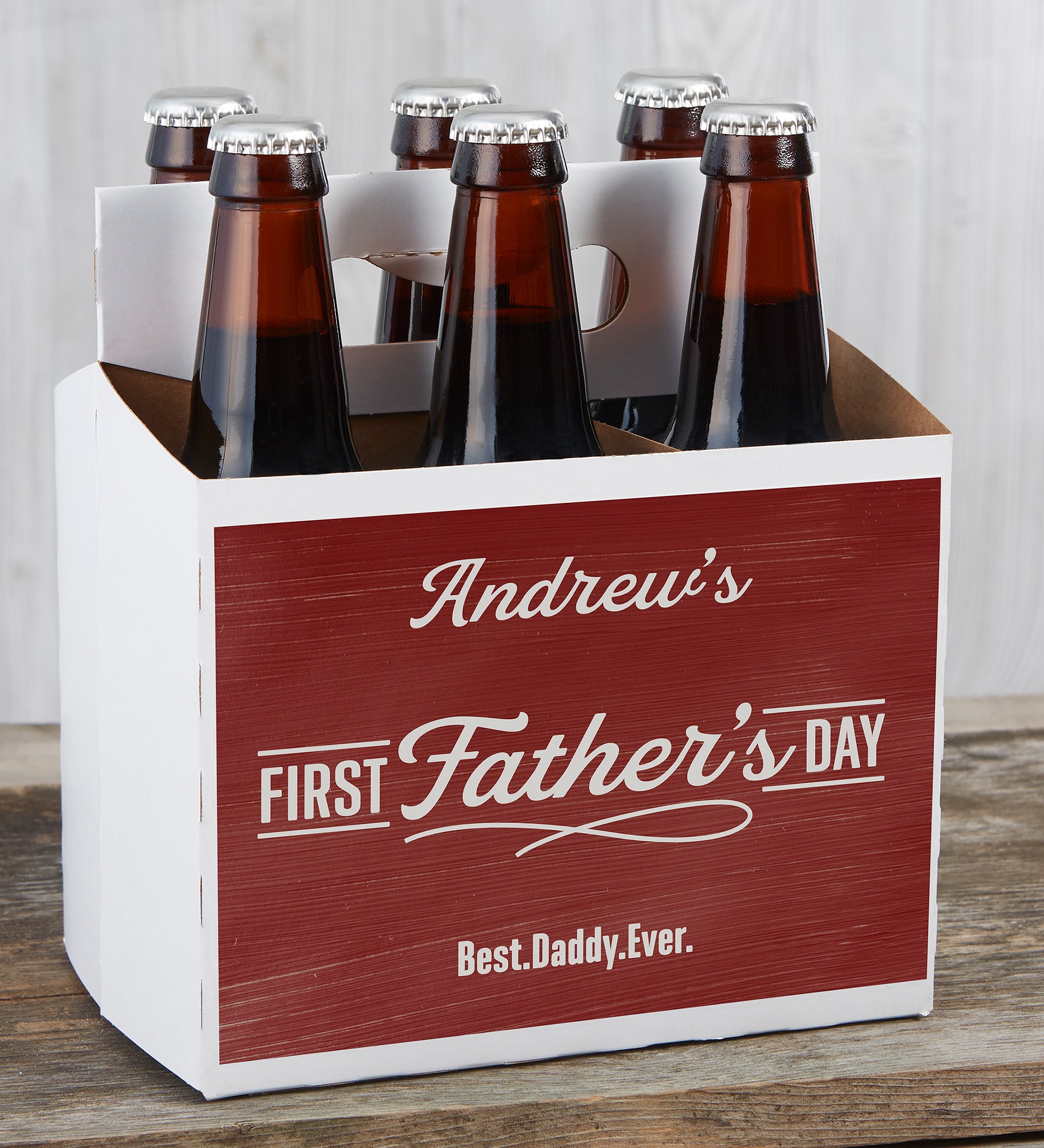 Daddy's First Father's Day Personalized Beer Bottle Labels & Bottle Carrier