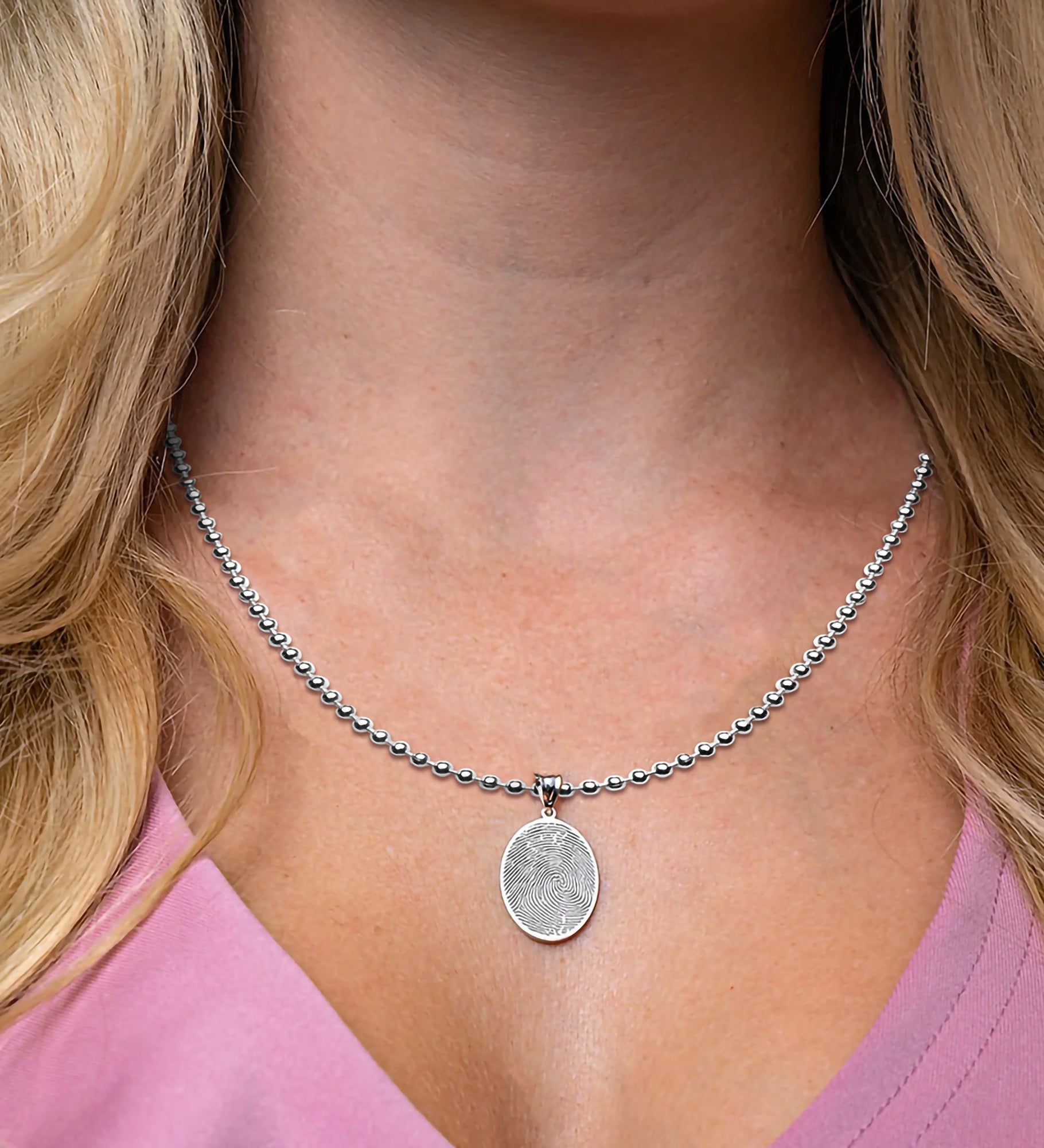 Custom Memorial Oval Fingerprint Pendant