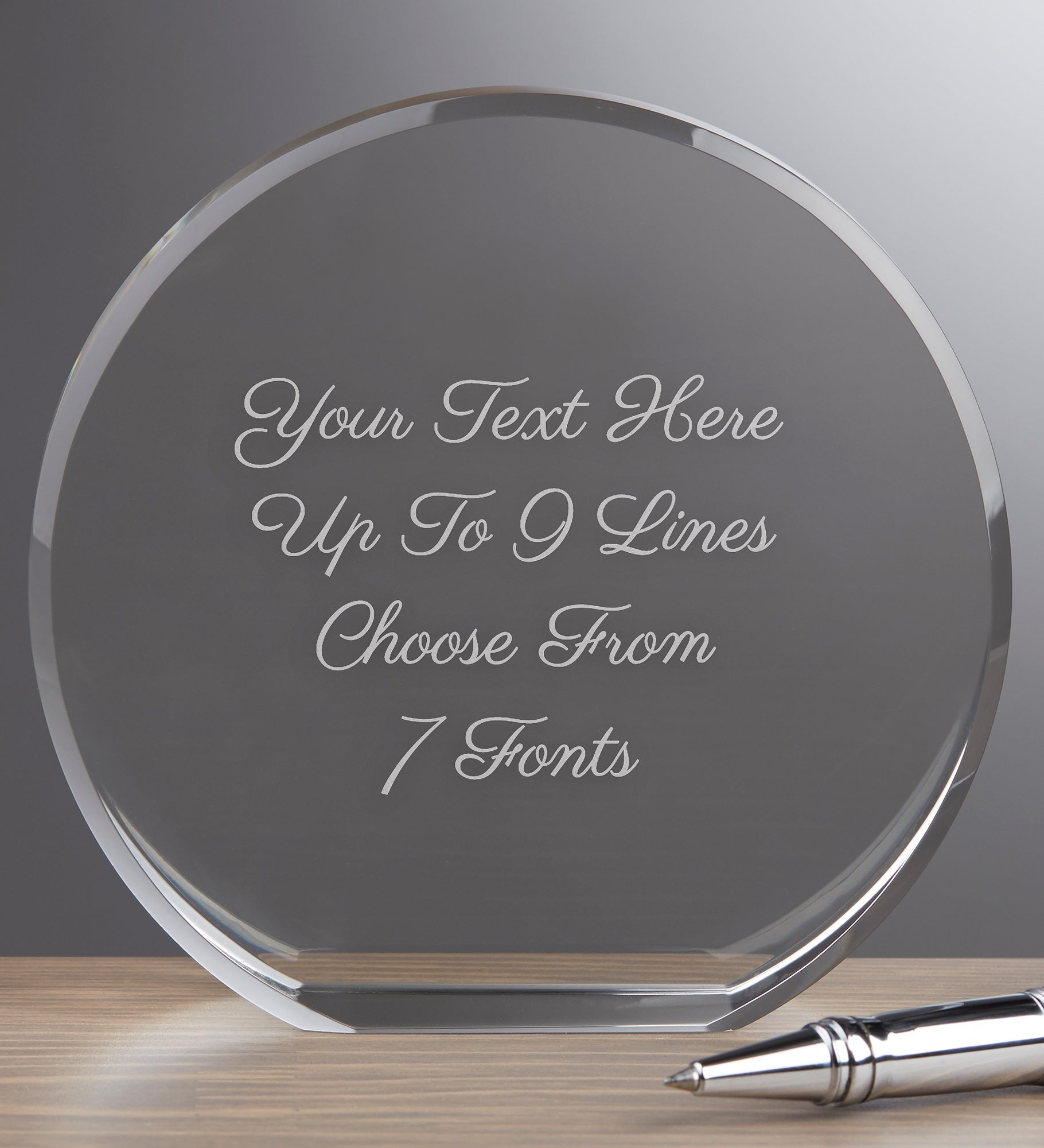 Engraved Message Round Crystal Award