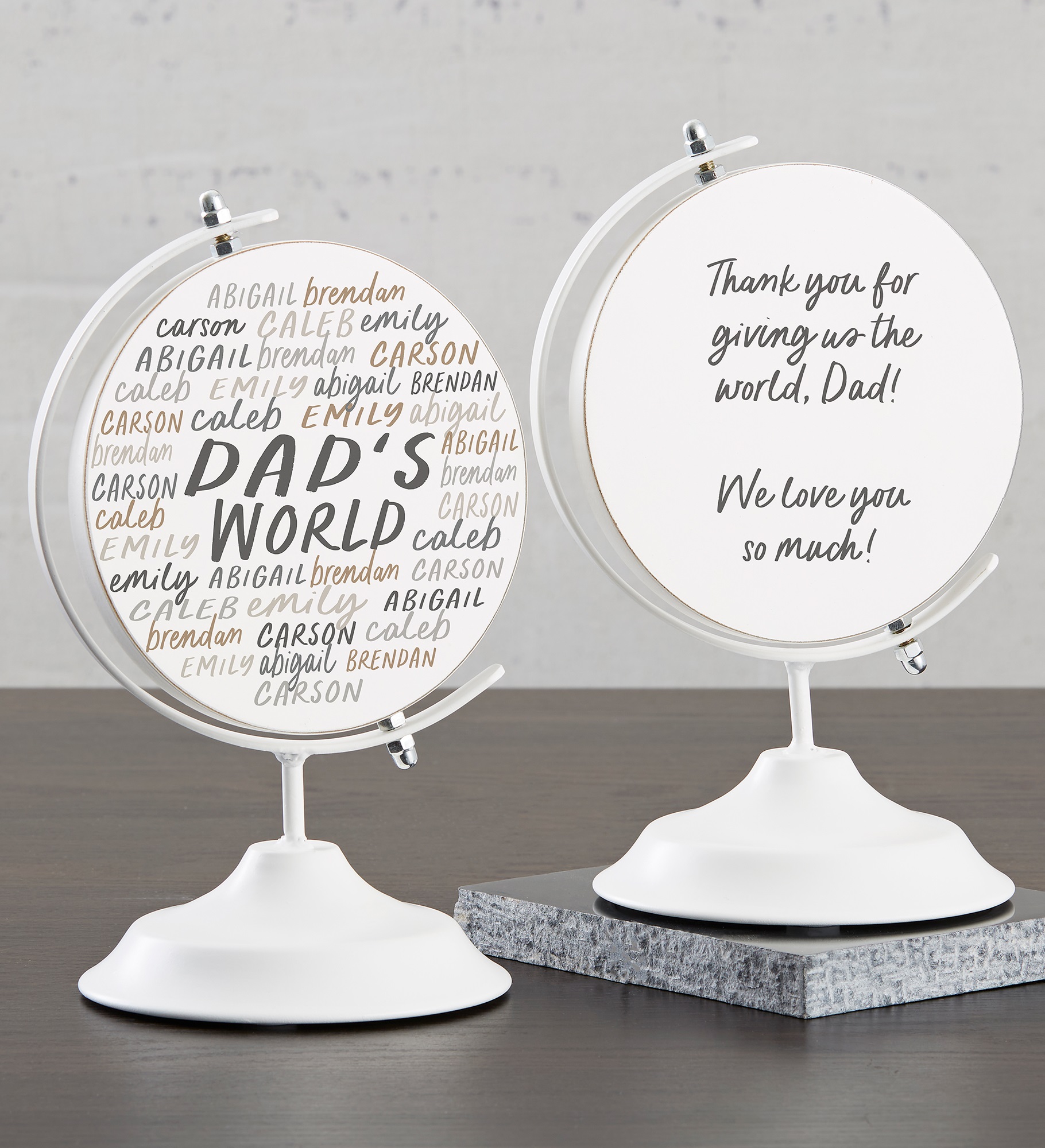His World Personalized Wooden Decorative Globe for Dad