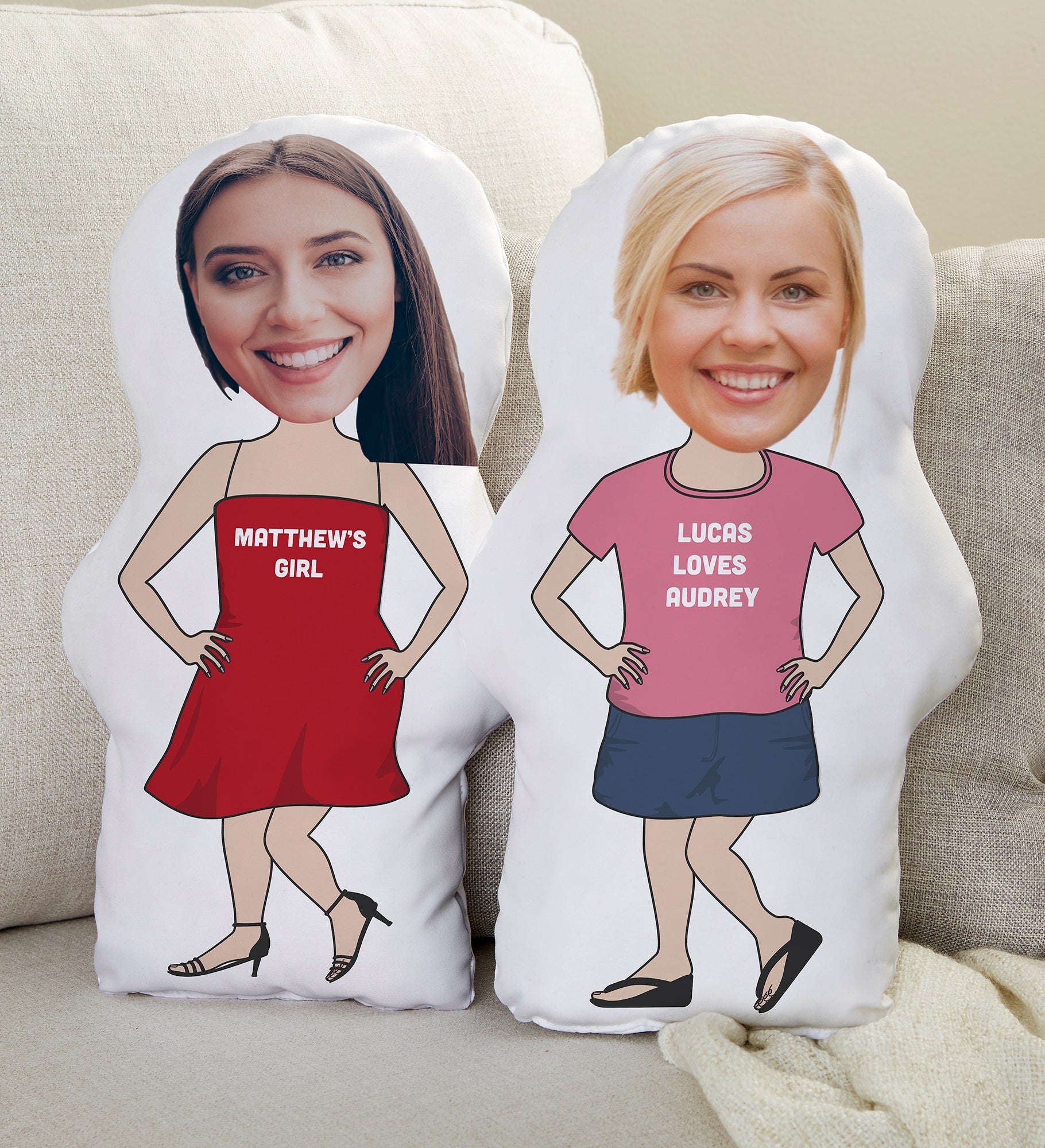 Girlfriend Personalized Photo Character Throw Pillow