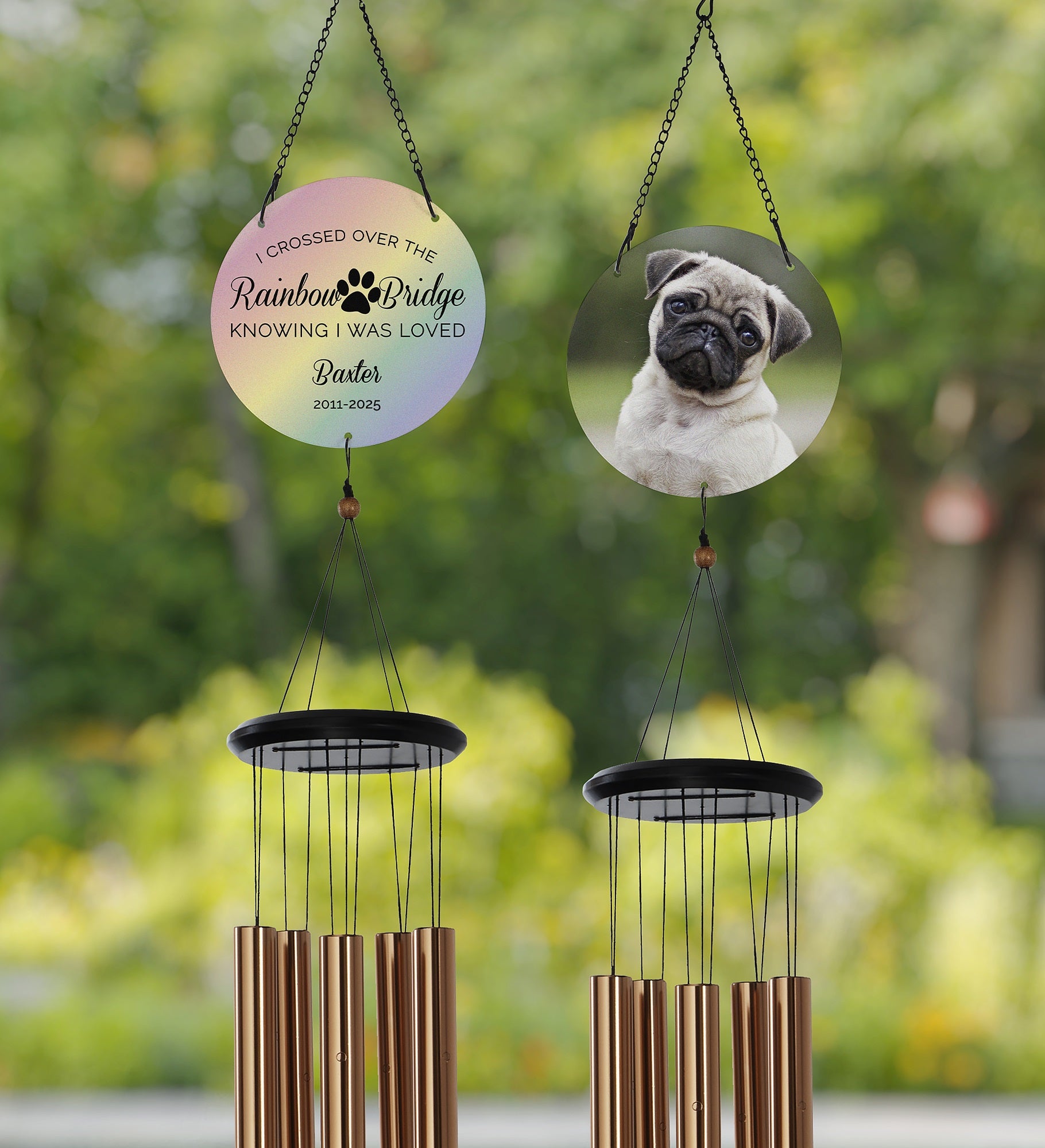 Rainbow Bridge Pet Memorial Personalized Photo Wind Chime