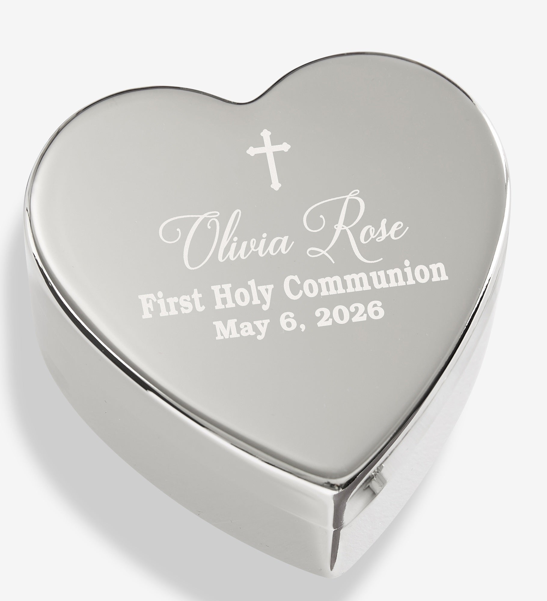 God Bless Personalized Silver Heart Keepsake Box