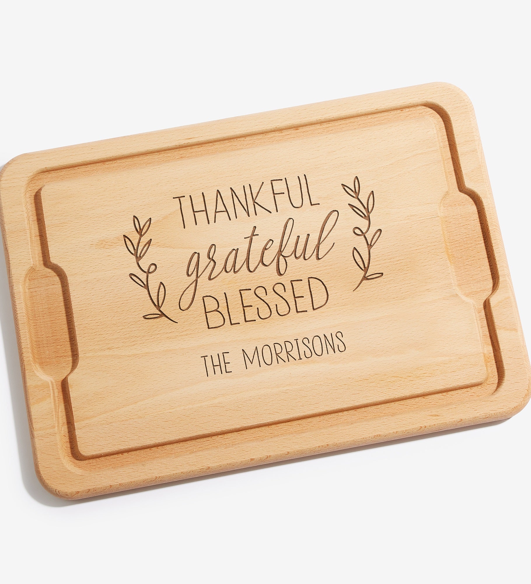 Thankful Grateful Blessed Personalized Hardwood Cutting Board
