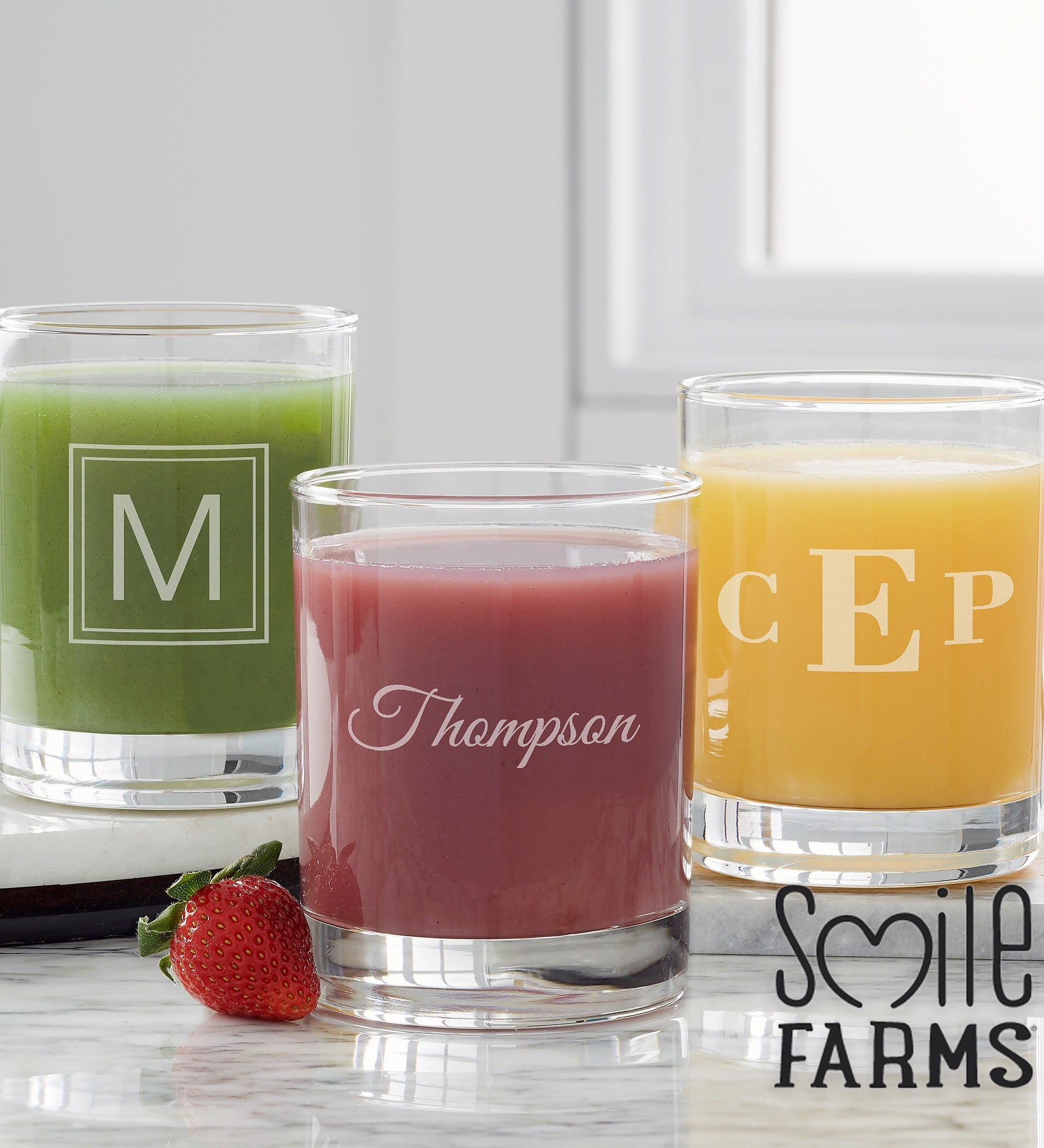 Smile Farms - Classic Celebrations Etched Everyday Drinking Glasses