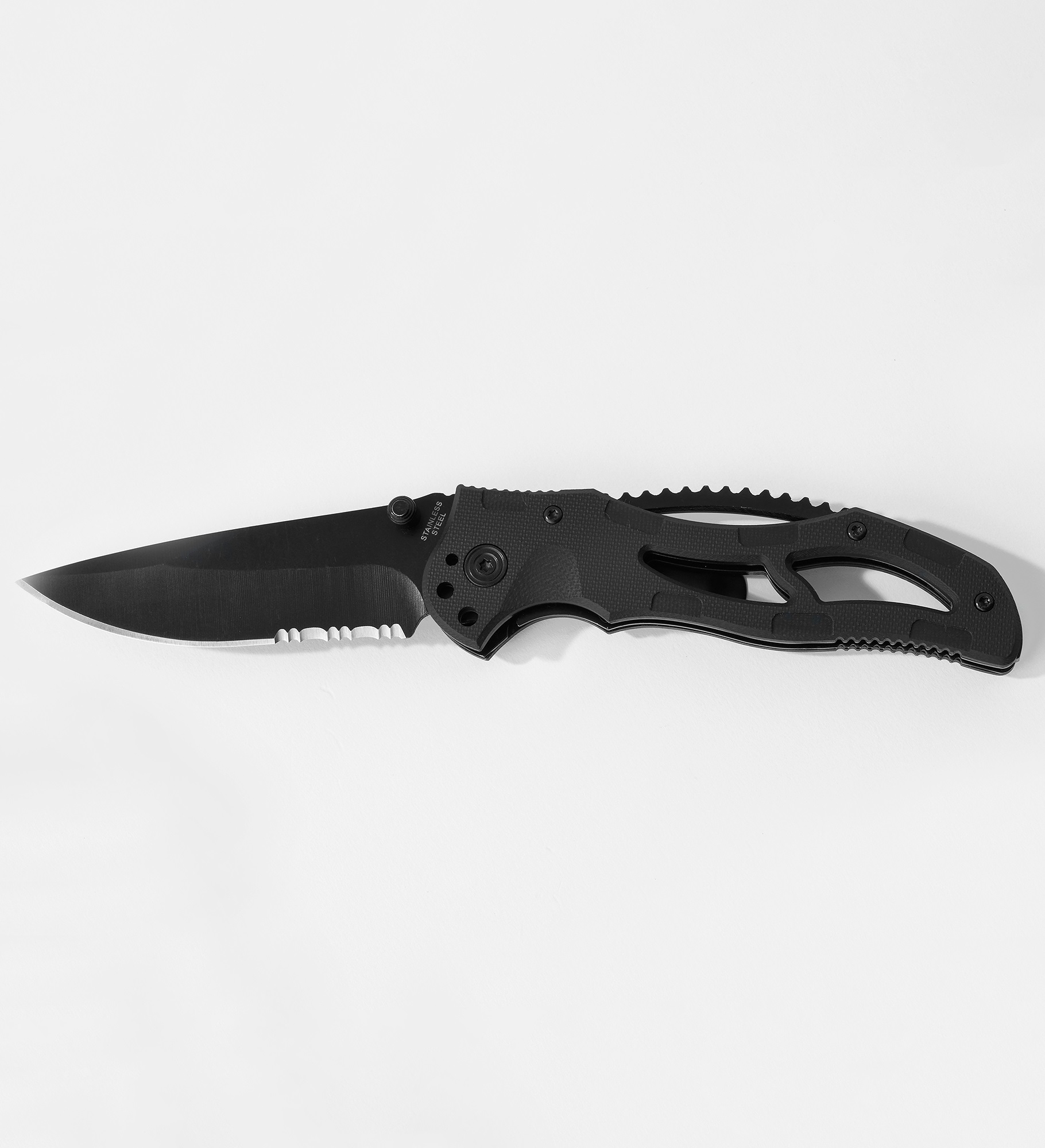 Engraved Matte Black Stealth Pocket Knife for Dad and Grandpa