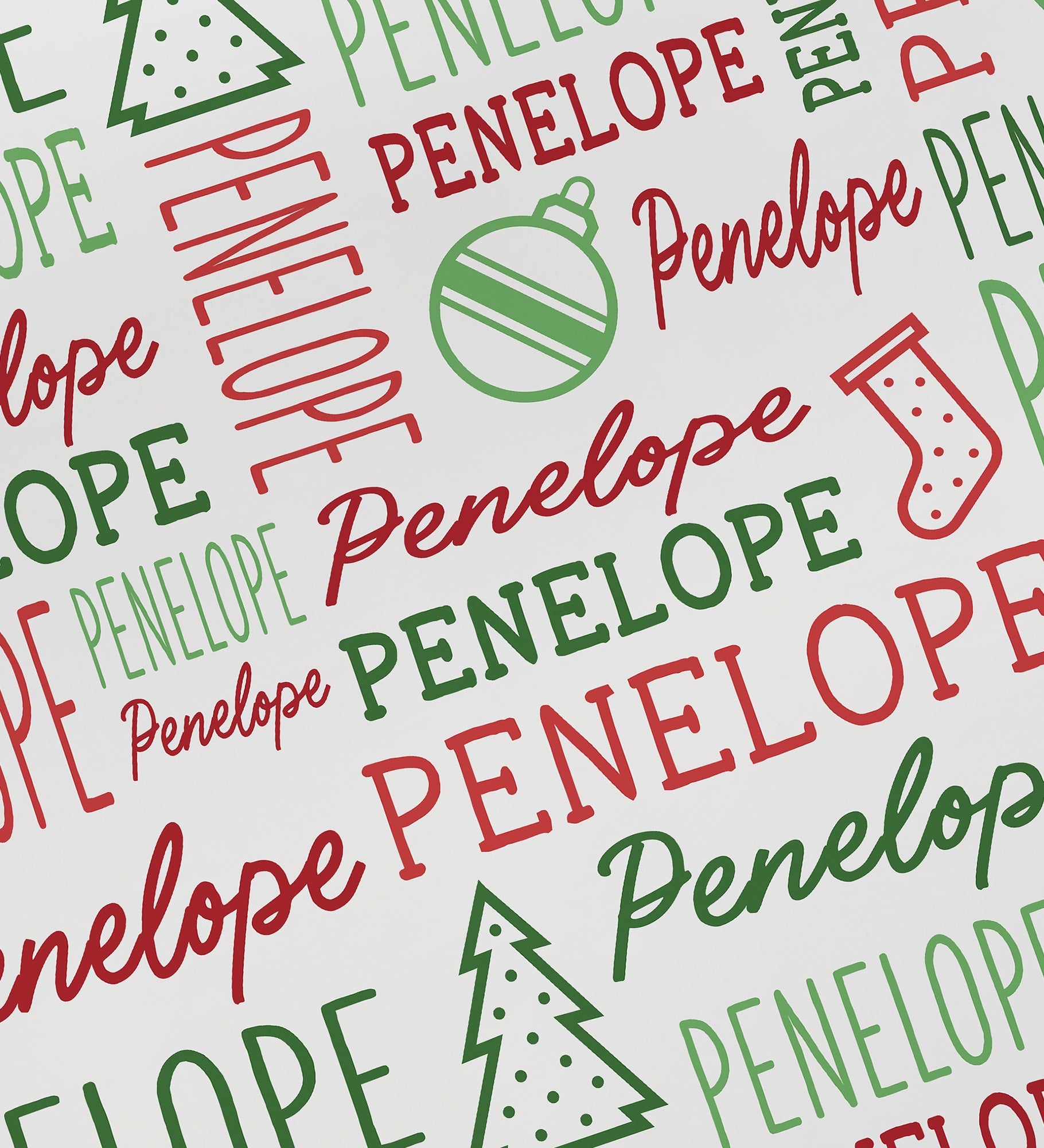 Holiday Repeating Name Personalized Wrapping Paper