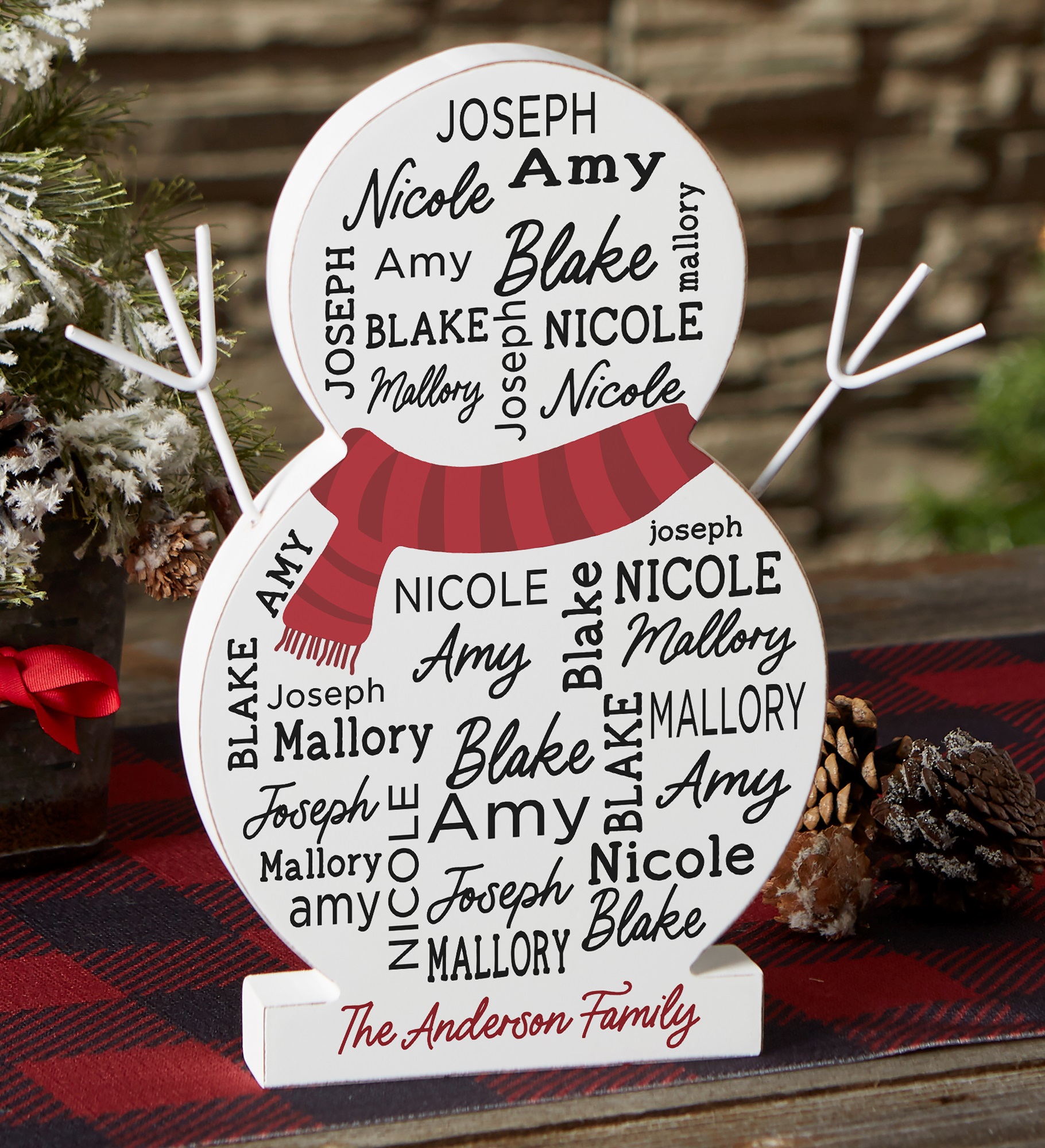 Snowman Repeating Name Personalized Wooden Snowman