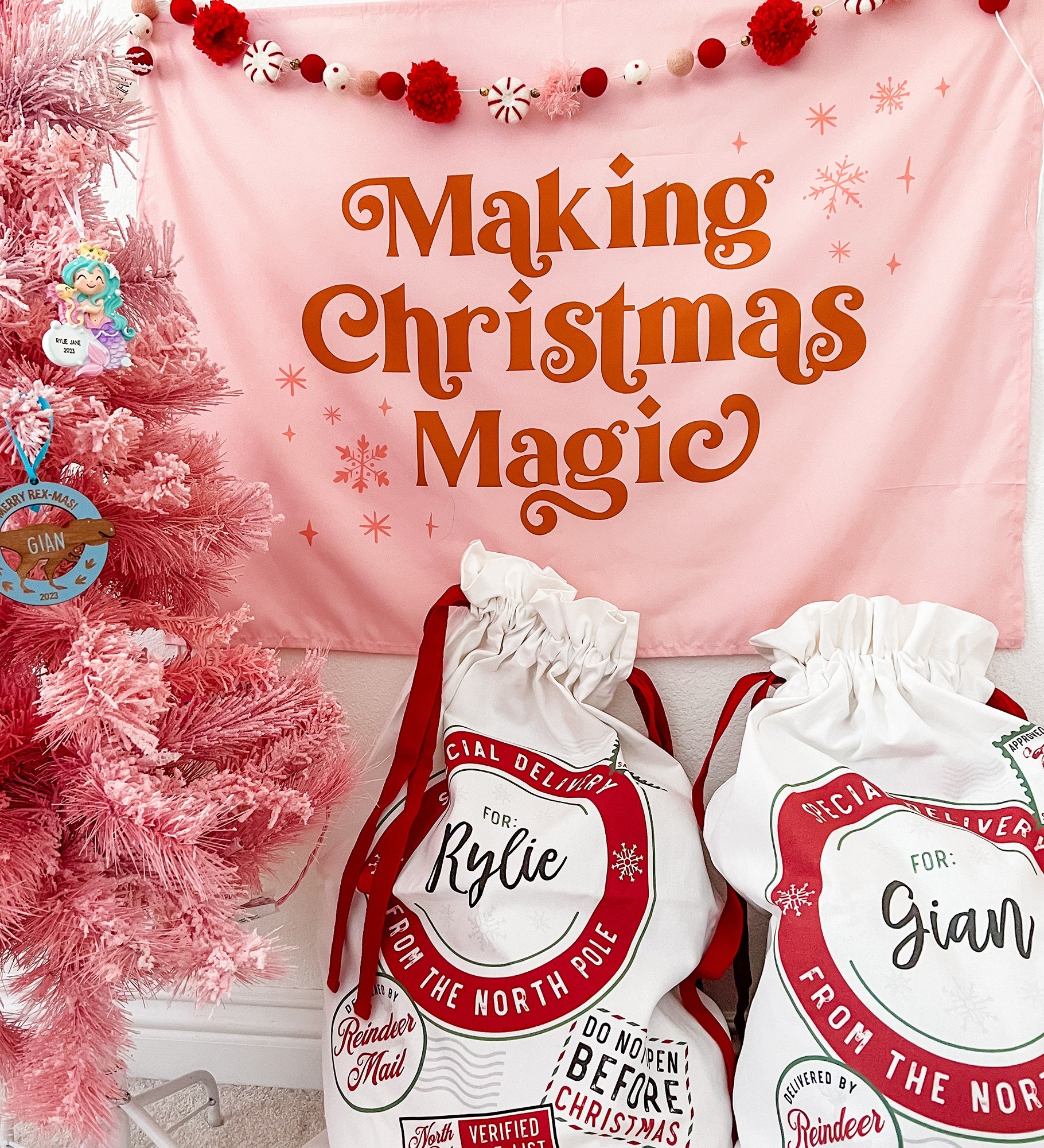 North Pole Delivery Personalized Canvas Drawstring Santa Sack