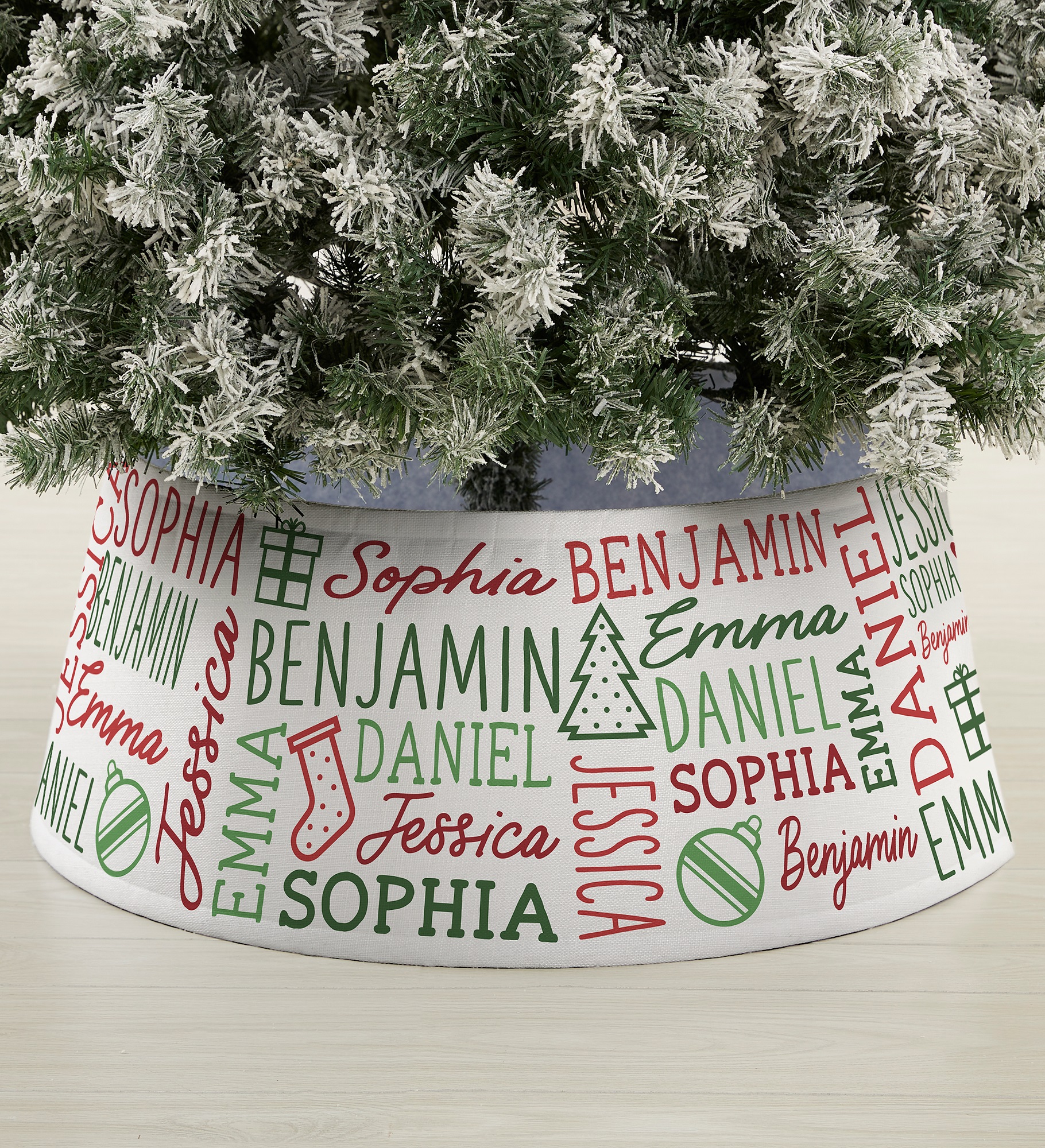 Holiday Repeating Name Personalized Christmas Tree Collar