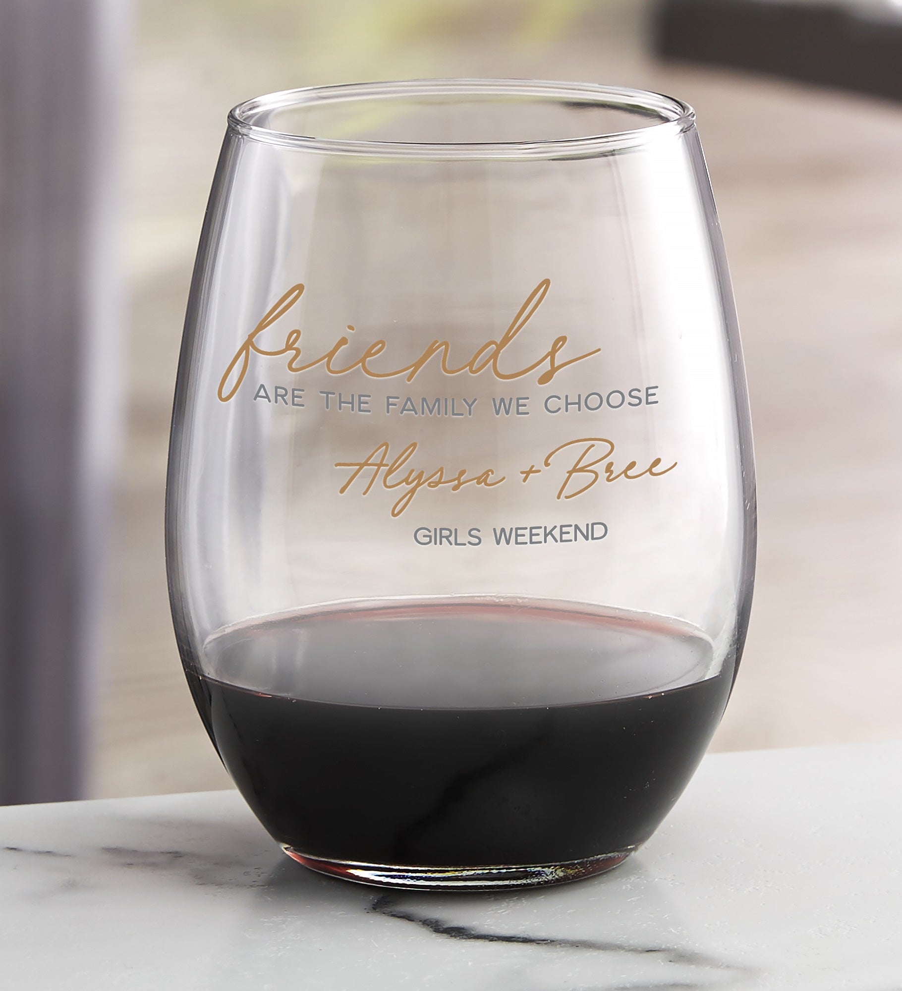 Friends Are The Family We Choose Personalized Wine Glasses