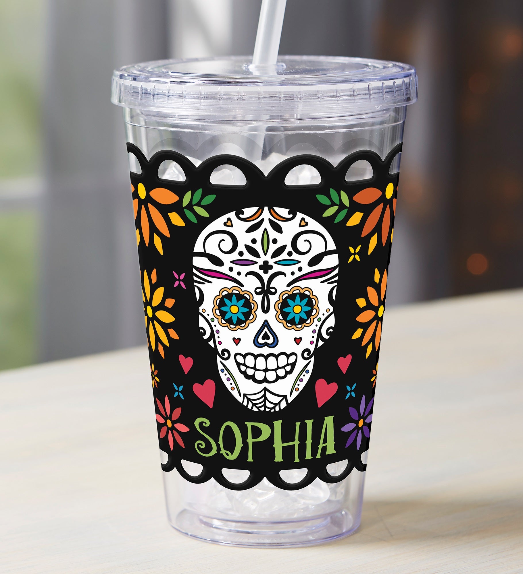 Day of the Dead Personalized 17 oz. Insulated Acrylic Tumbler