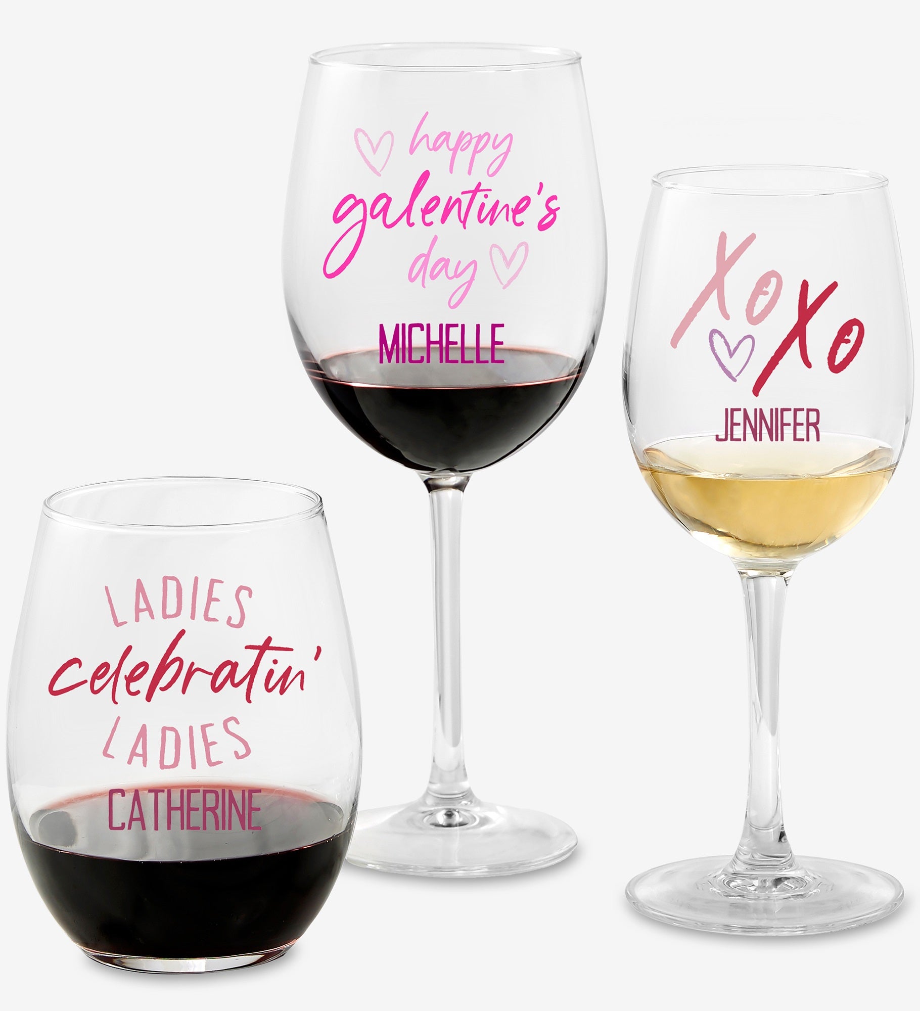 Galentine's Day Personalized Valentine's Day Wine Glass Collection