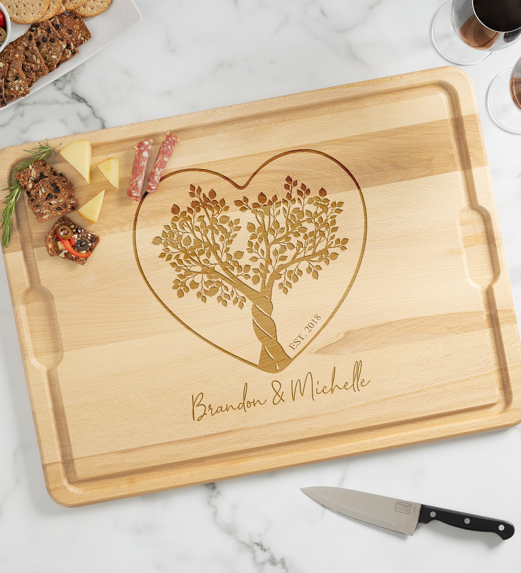 Rooted In Love Personalized Hardwood Charcuterie Board