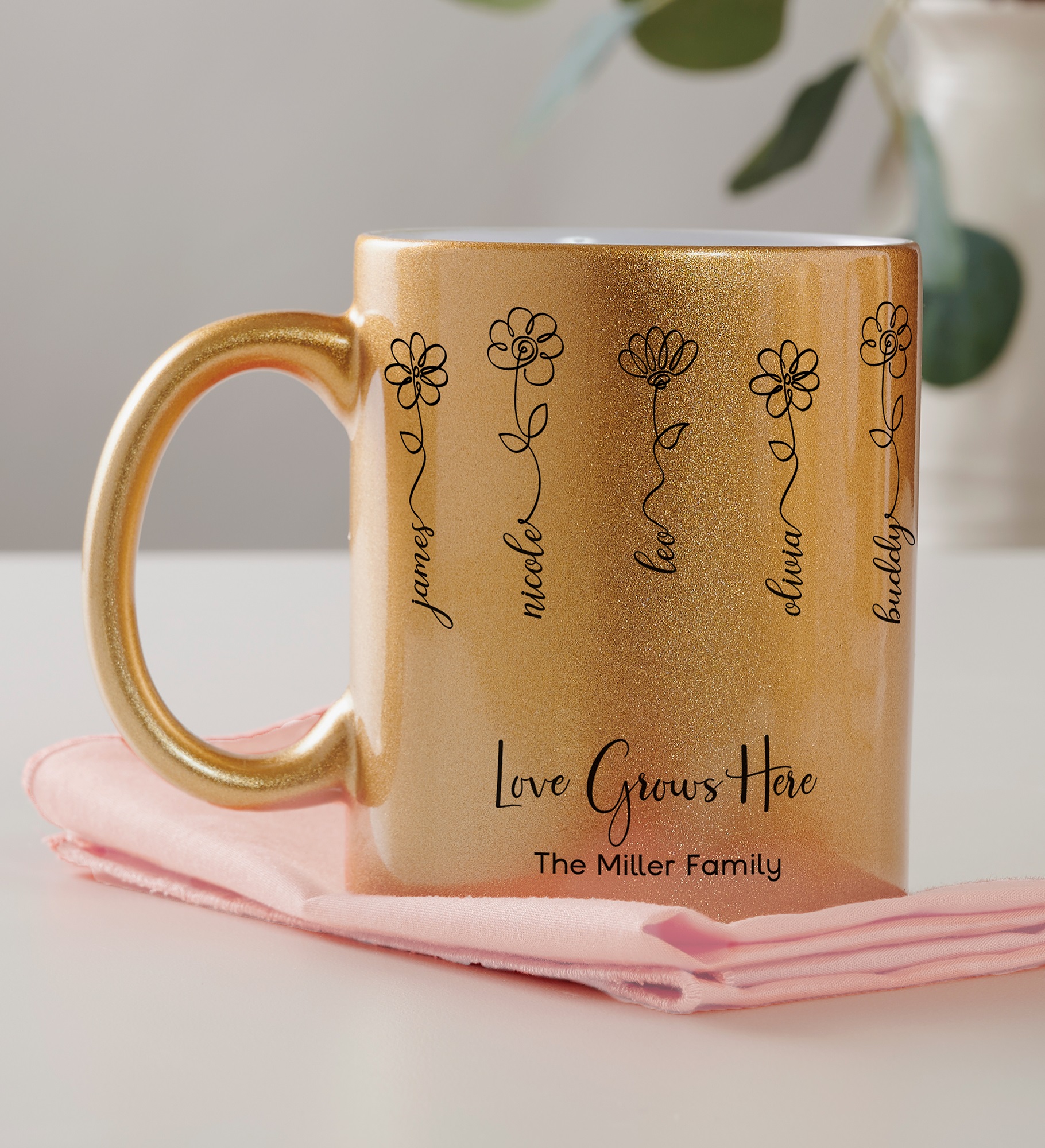 Garden Of Love Personalized 11 oz. Glitter Coffee Mug